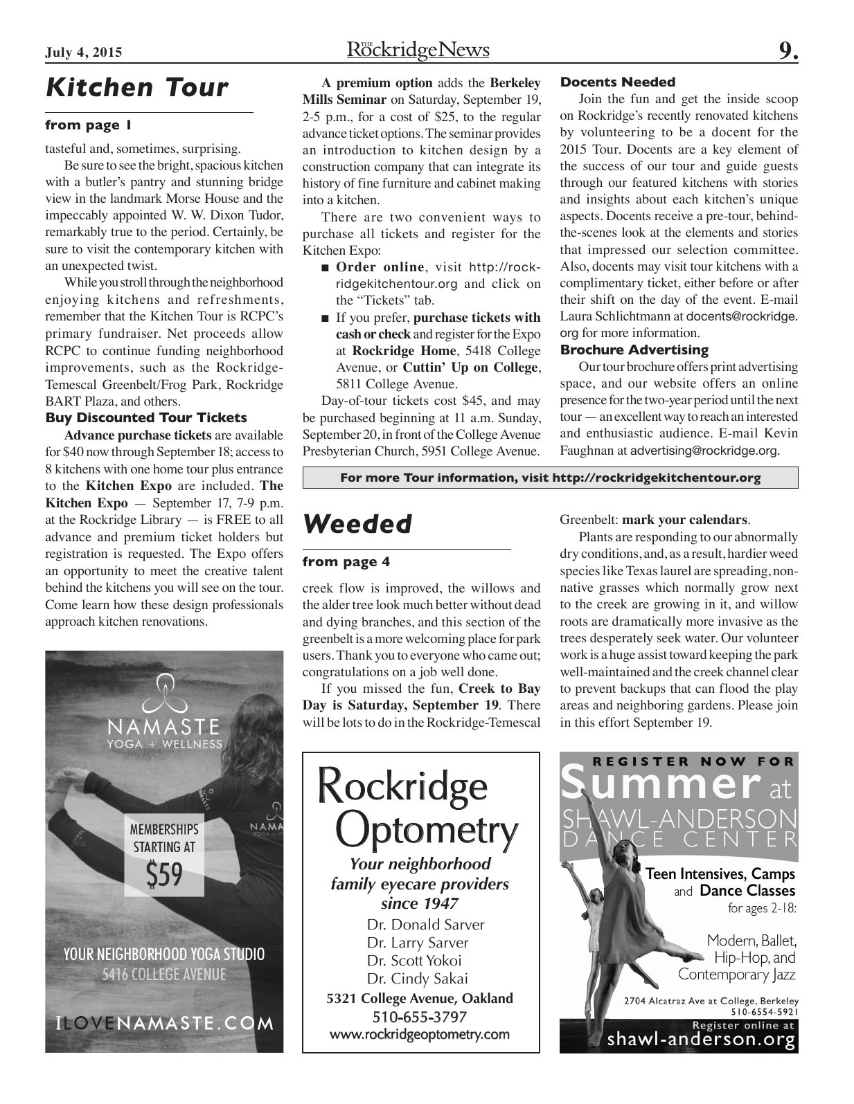 Click to zoom in The Rockridge News, July 2015, page 9