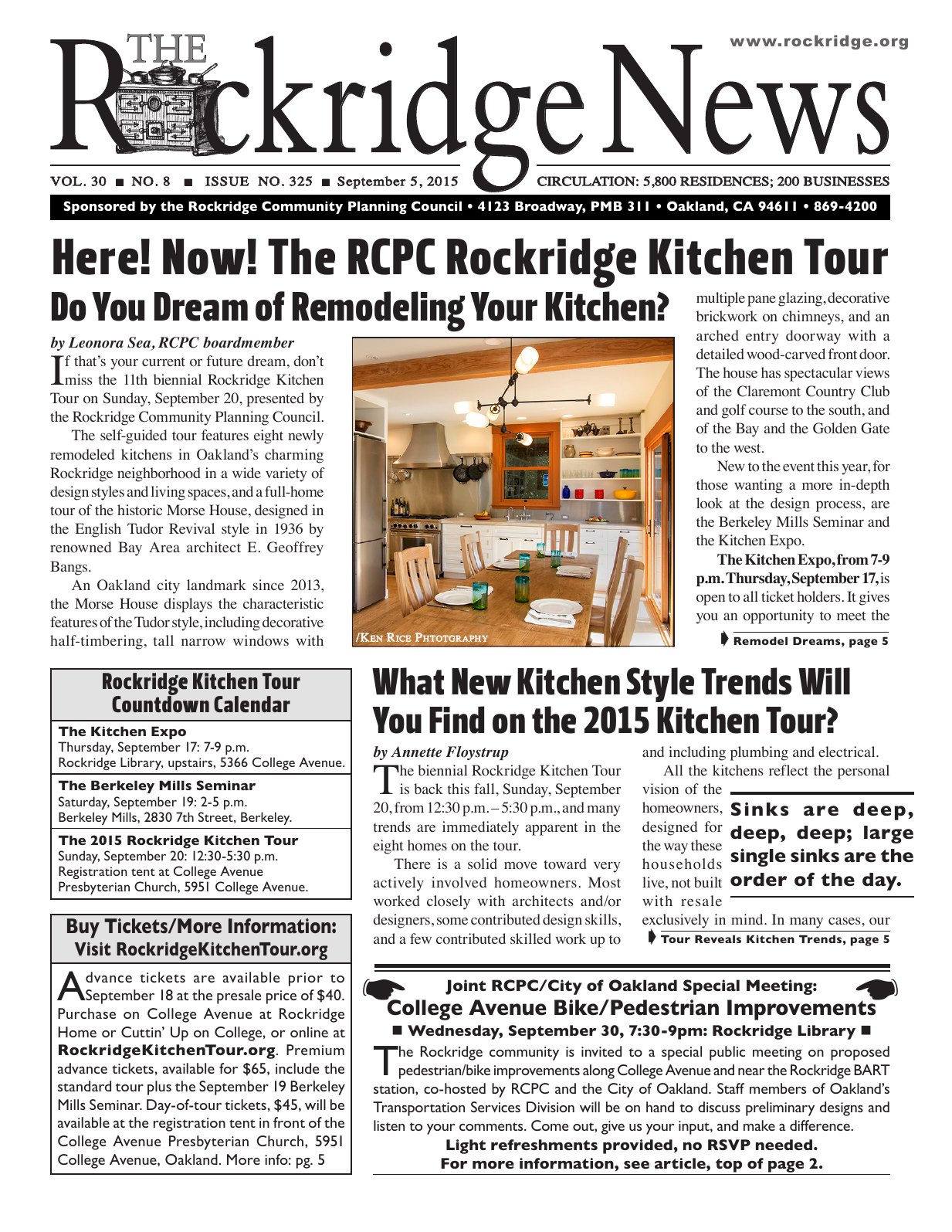 Click to zoom in The Rockridge News, September 2015, page 1