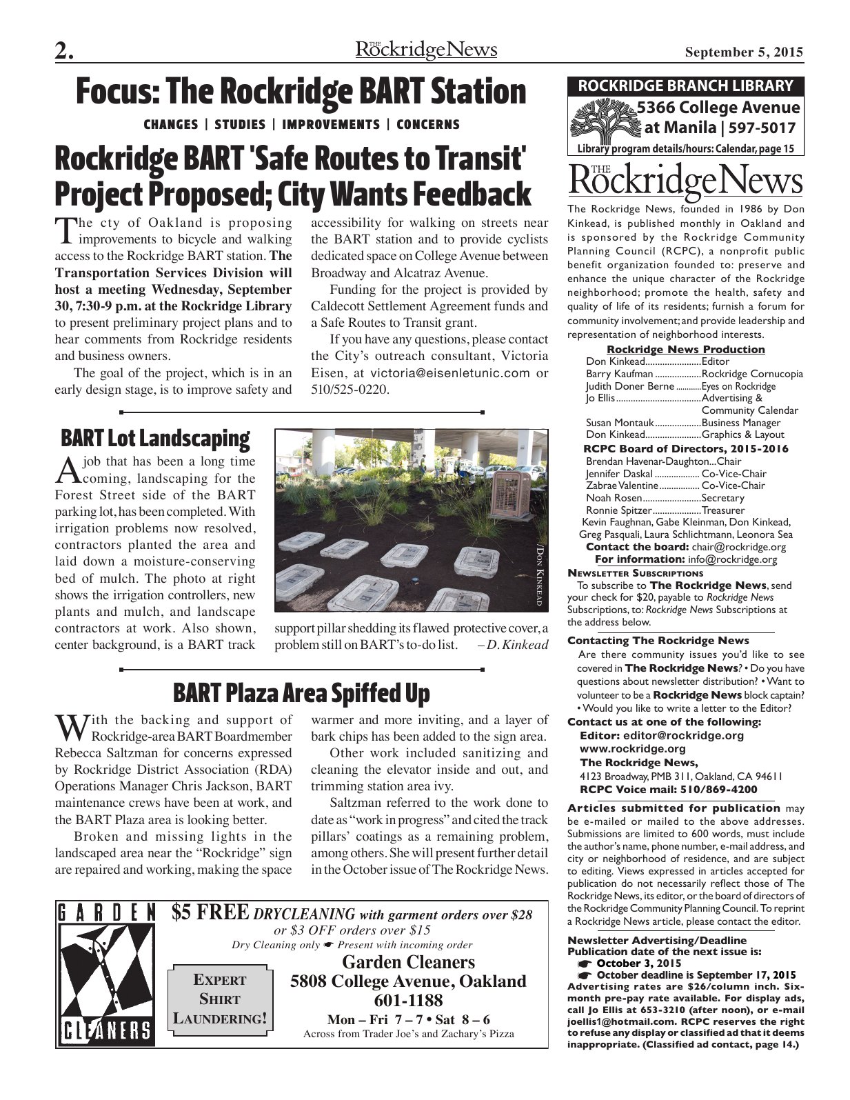 Click to zoom in The Rockridge News, September 2015, page 2