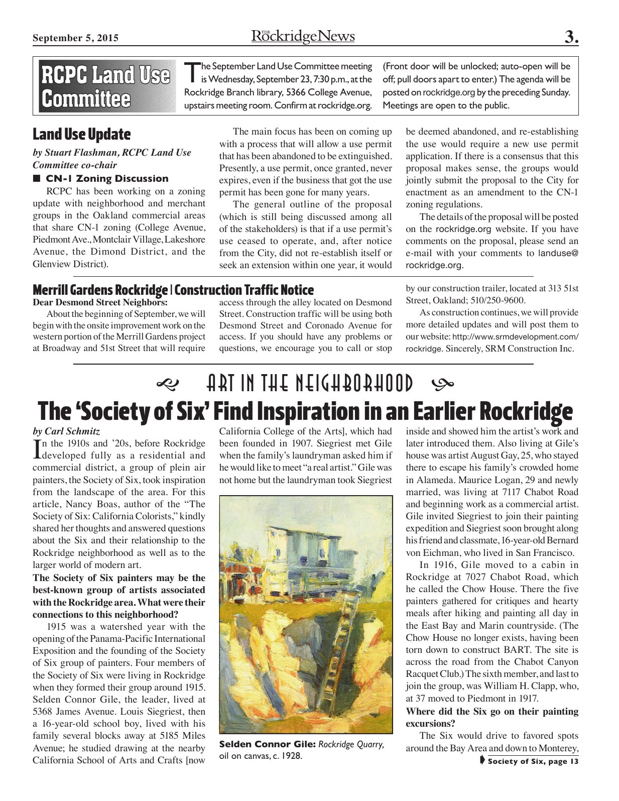 The Rockridge News, September 2015, page 3