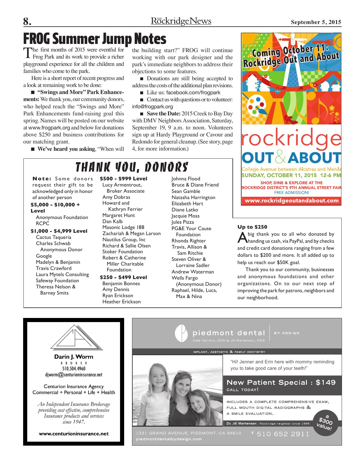 Click to zoom in The Rockridge News, September 2015, page 8