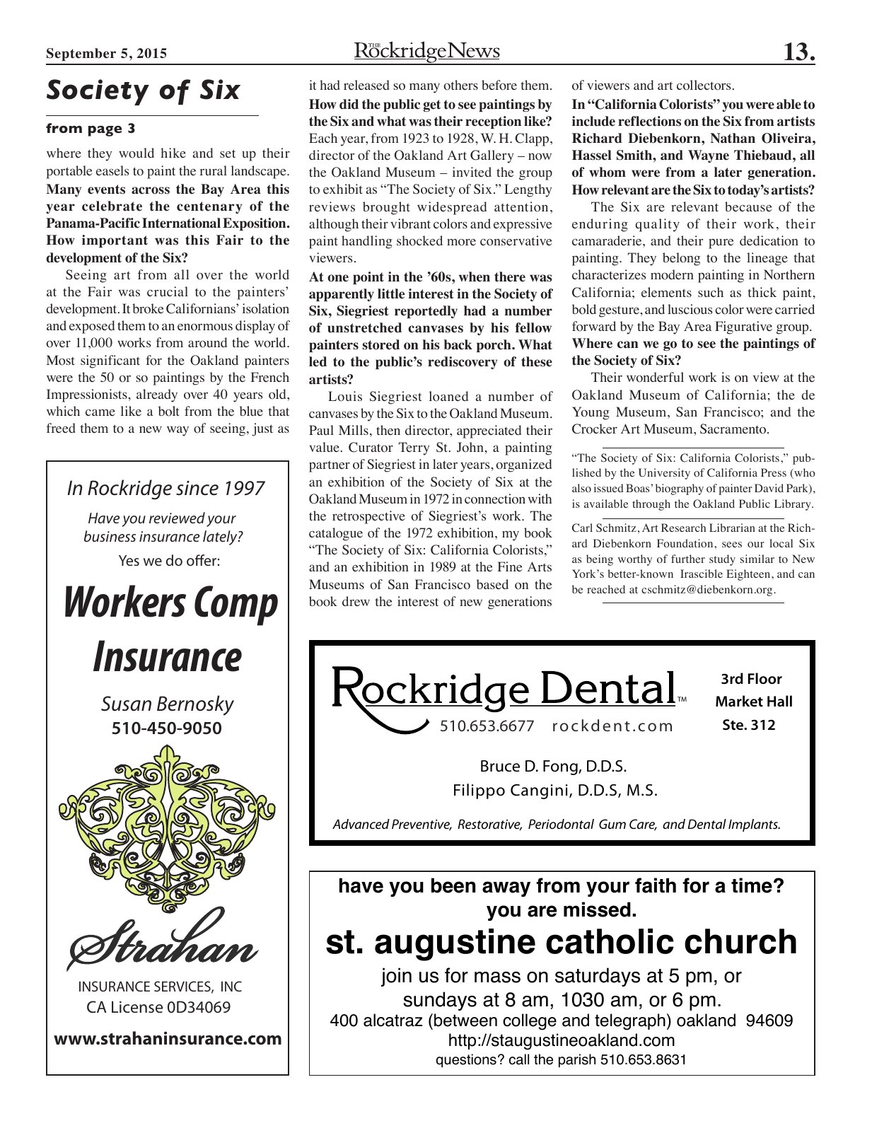 Click to zoom in The Rockridge News, September 2015, page 13