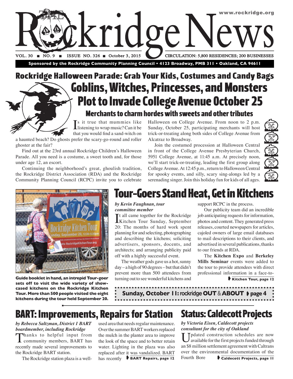 Click to zoom in The Rockridge News, October 2015, page 1