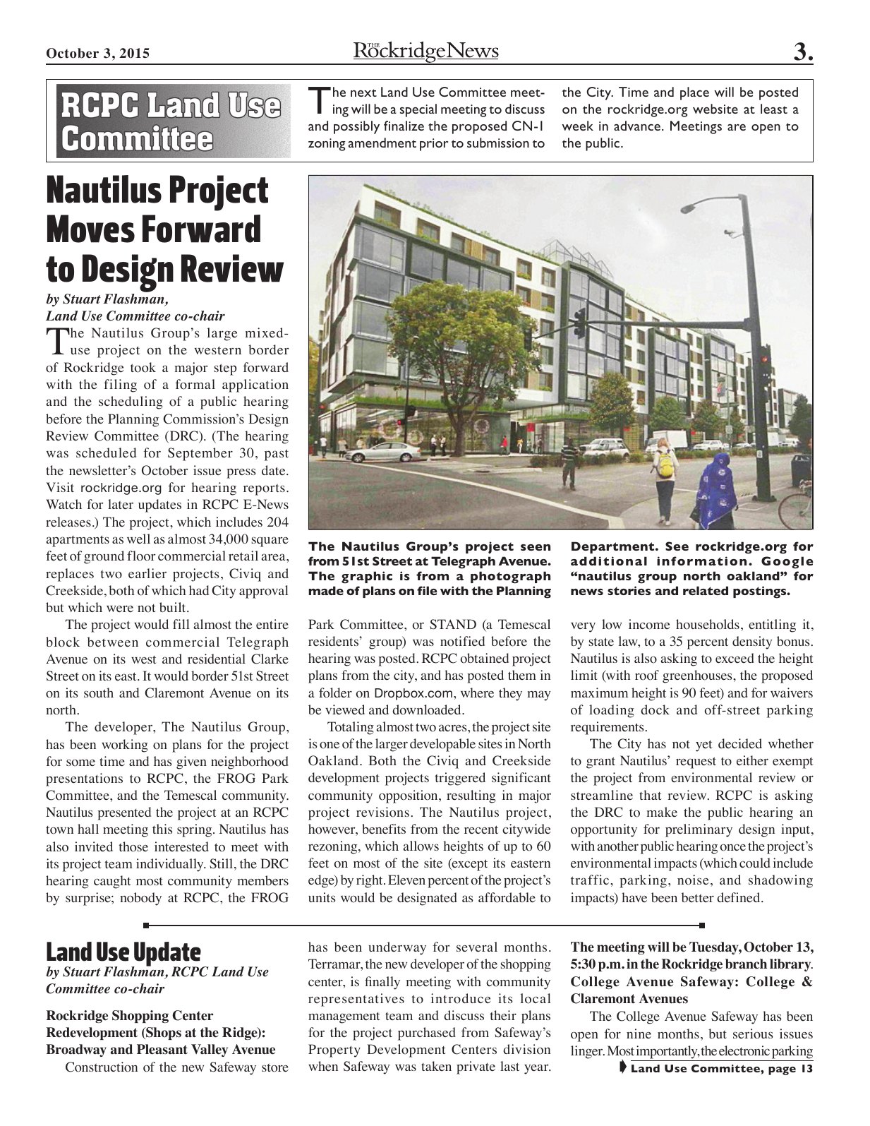 The Rockridge News, October 2015, page 3