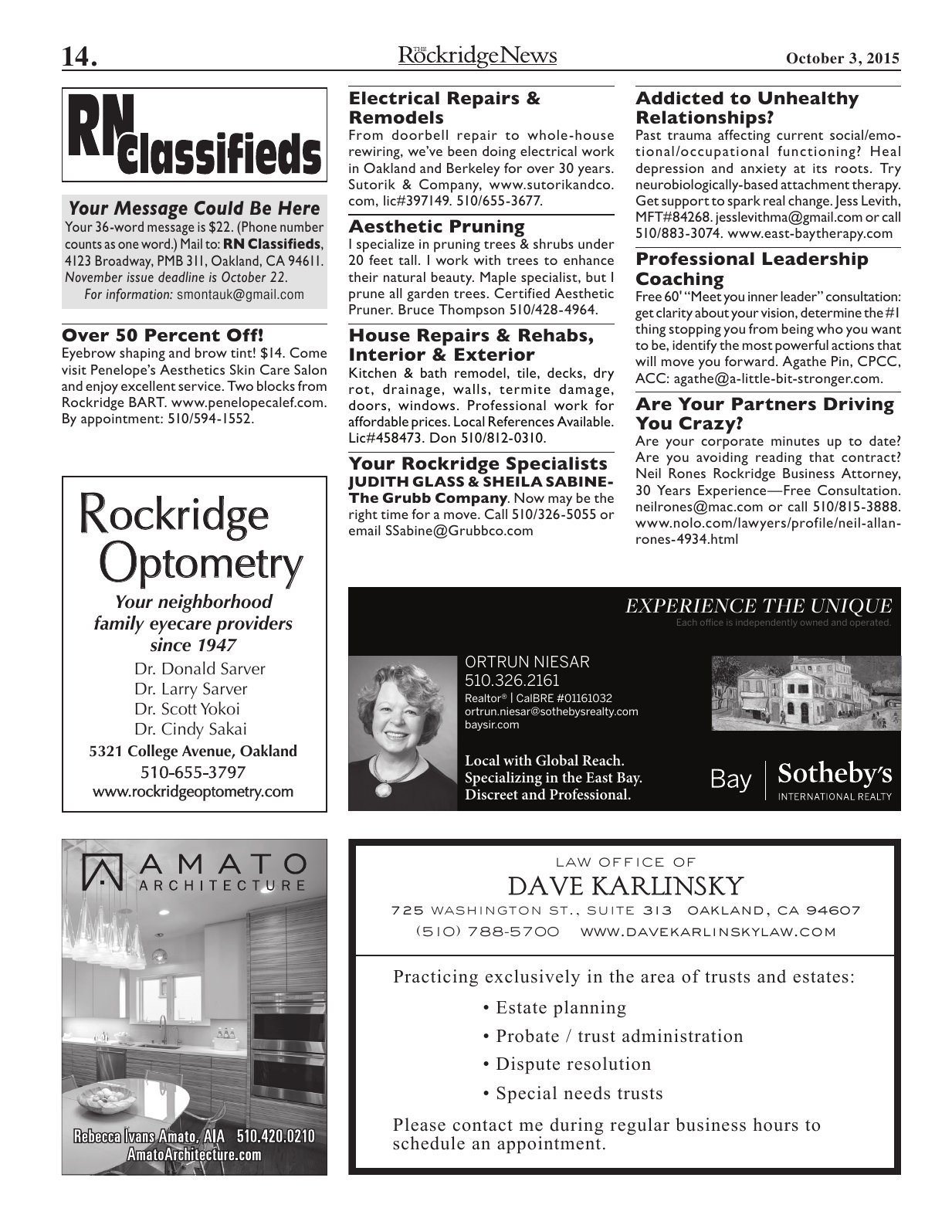 Click to zoom in The Rockridge News, October 2015, page 14