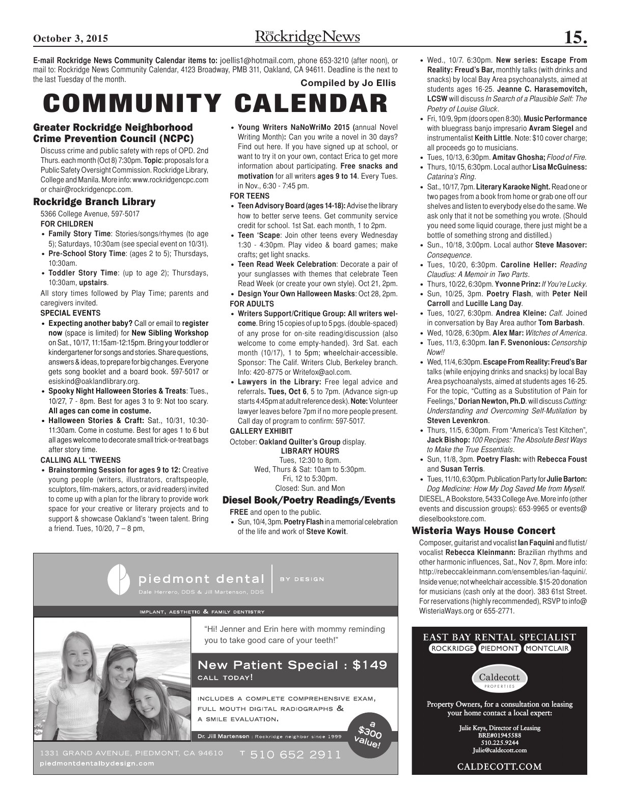 Click to zoom in The Rockridge News, October 2015, page 15