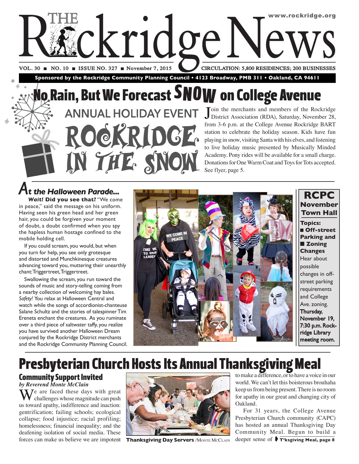 Click to zoom in The Rockridge News, November 2015, page 1