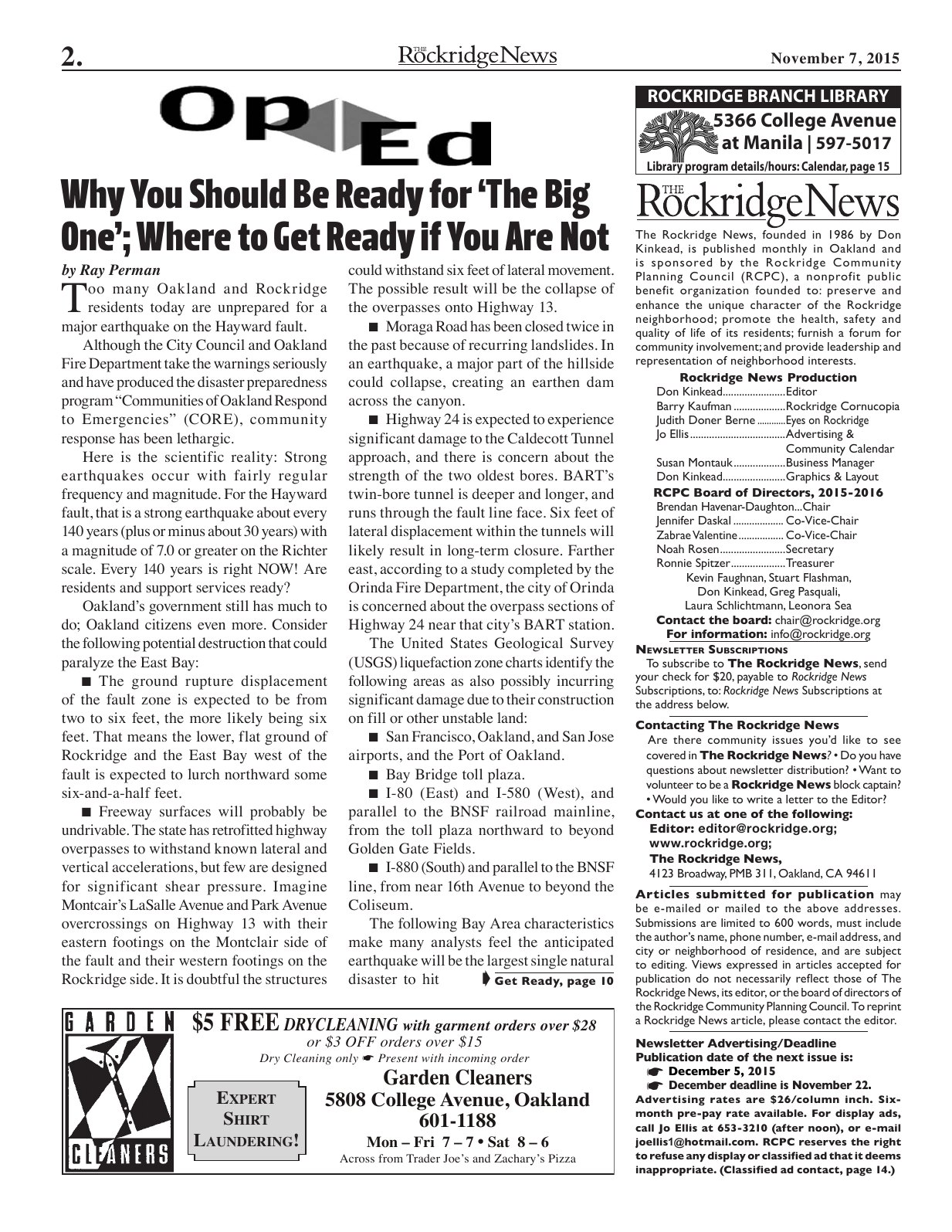 Click to zoom in The Rockridge News, November 2015, page 2