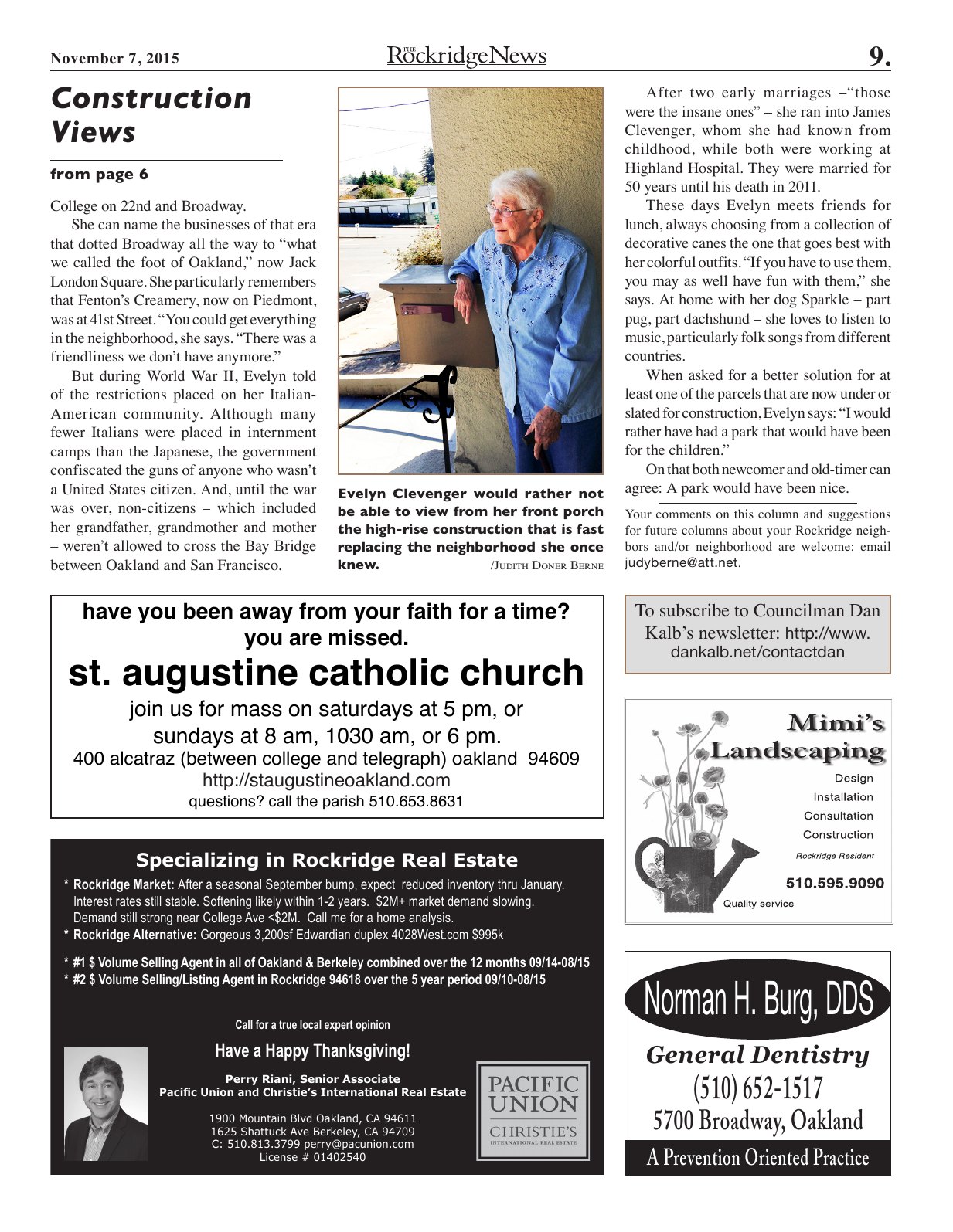 Click to zoom in The Rockridge News, November 2015, page 9