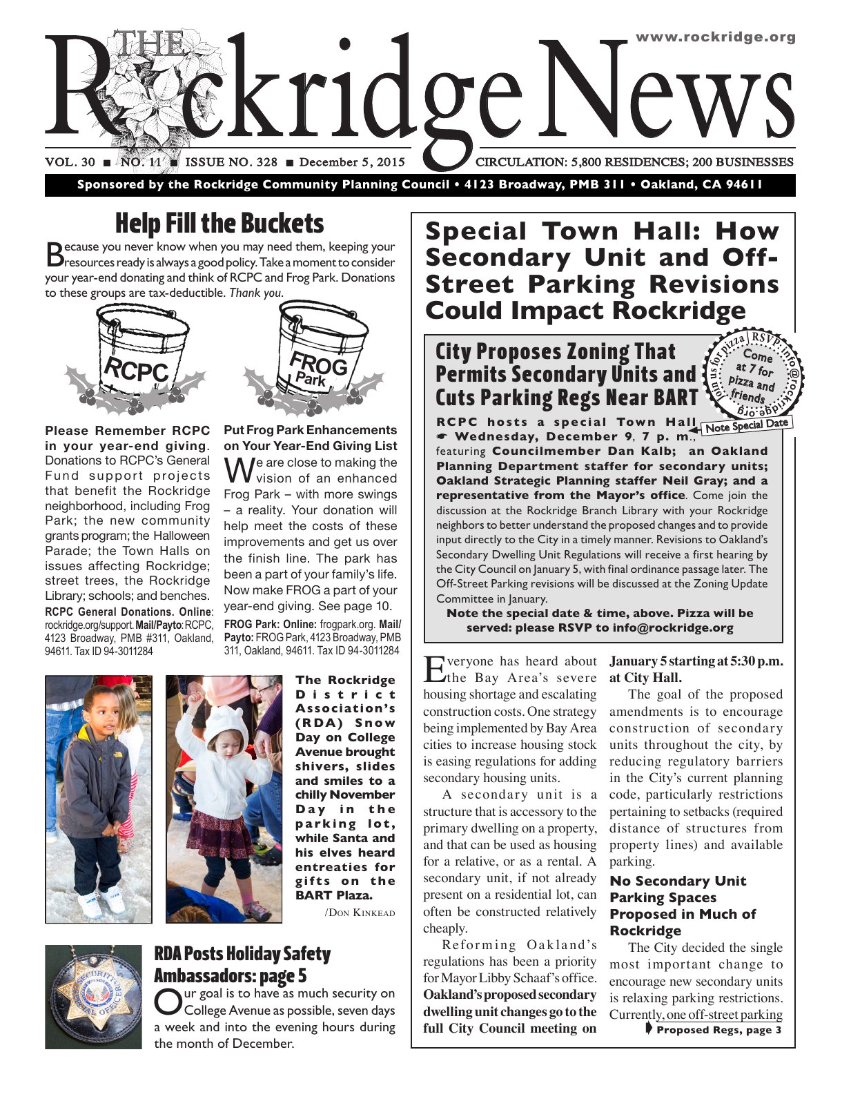 Click to zoom in The Rockridge News, December 2015, page 1