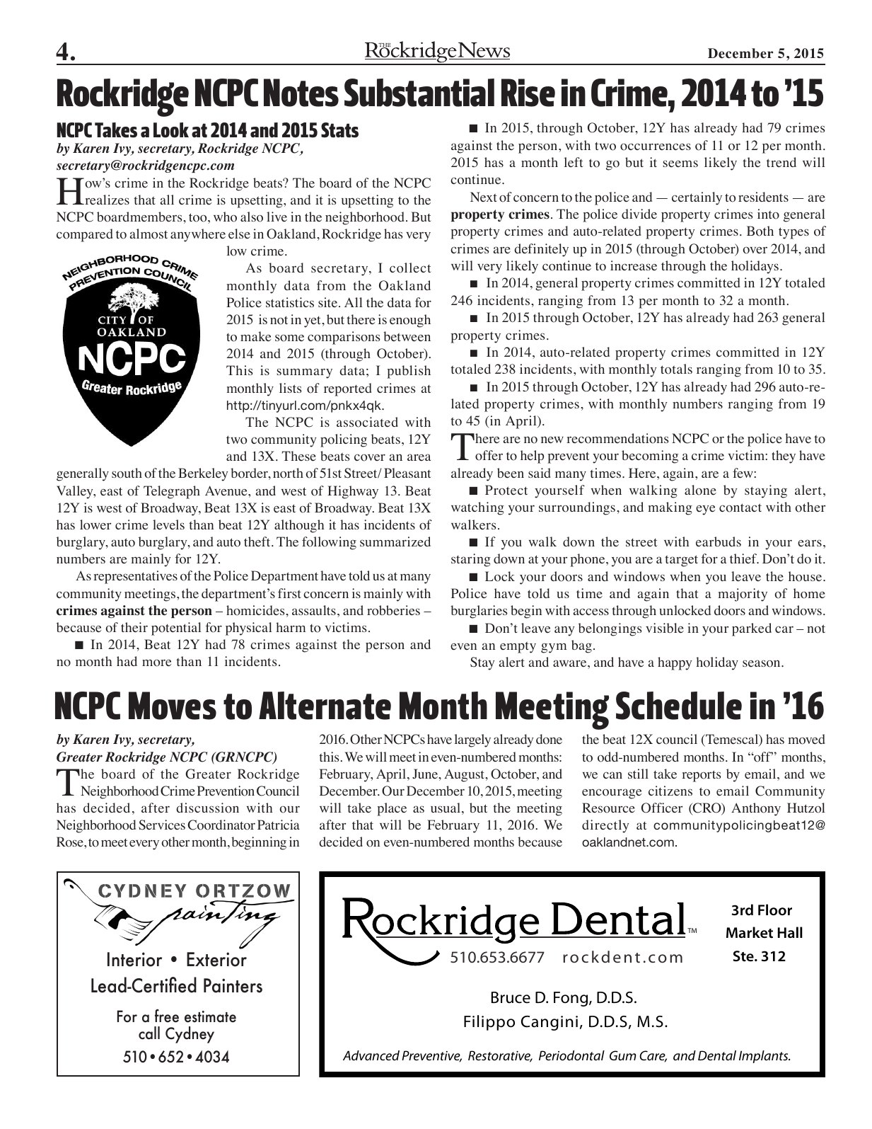 Click to zoom in The Rockridge News, December 2015, page 4