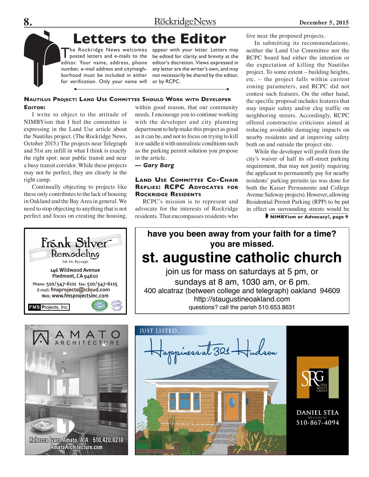 Click to zoom in The Rockridge News, December 2015, page 8