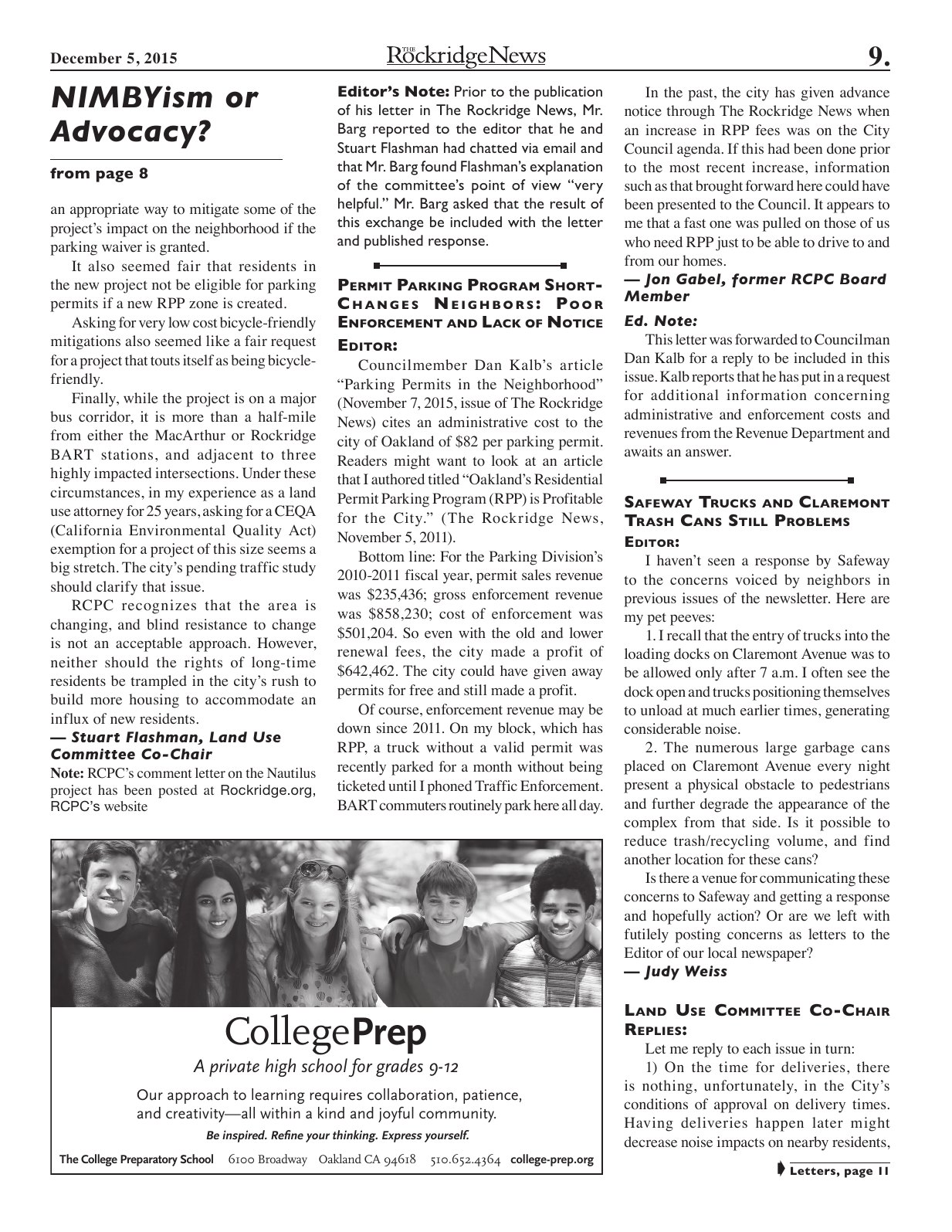 Click to zoom in The Rockridge News, December 2015, page 9