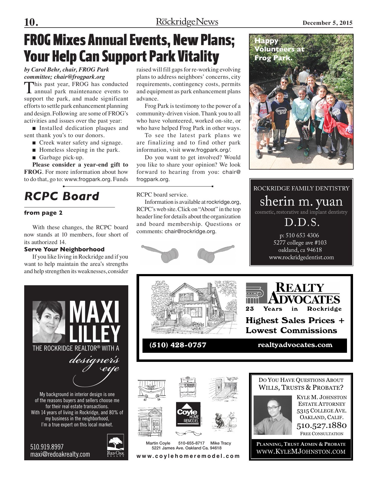 Click to zoom in The Rockridge News, December 2015, page 10