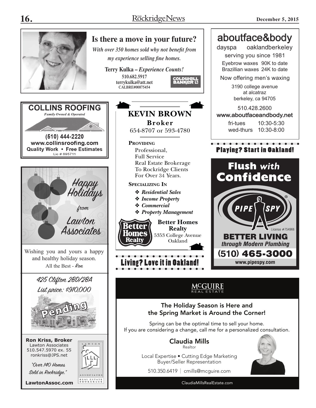 Click to zoom in The Rockridge News, December 2015, page 16