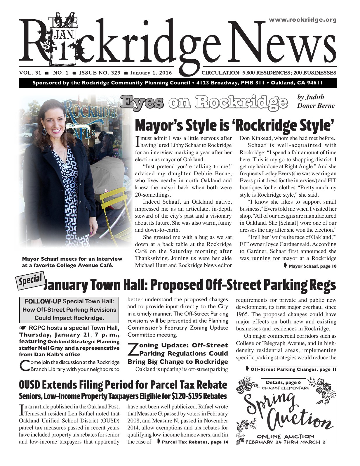 Click to zoom in The Rockridge News, January 2016, page 1