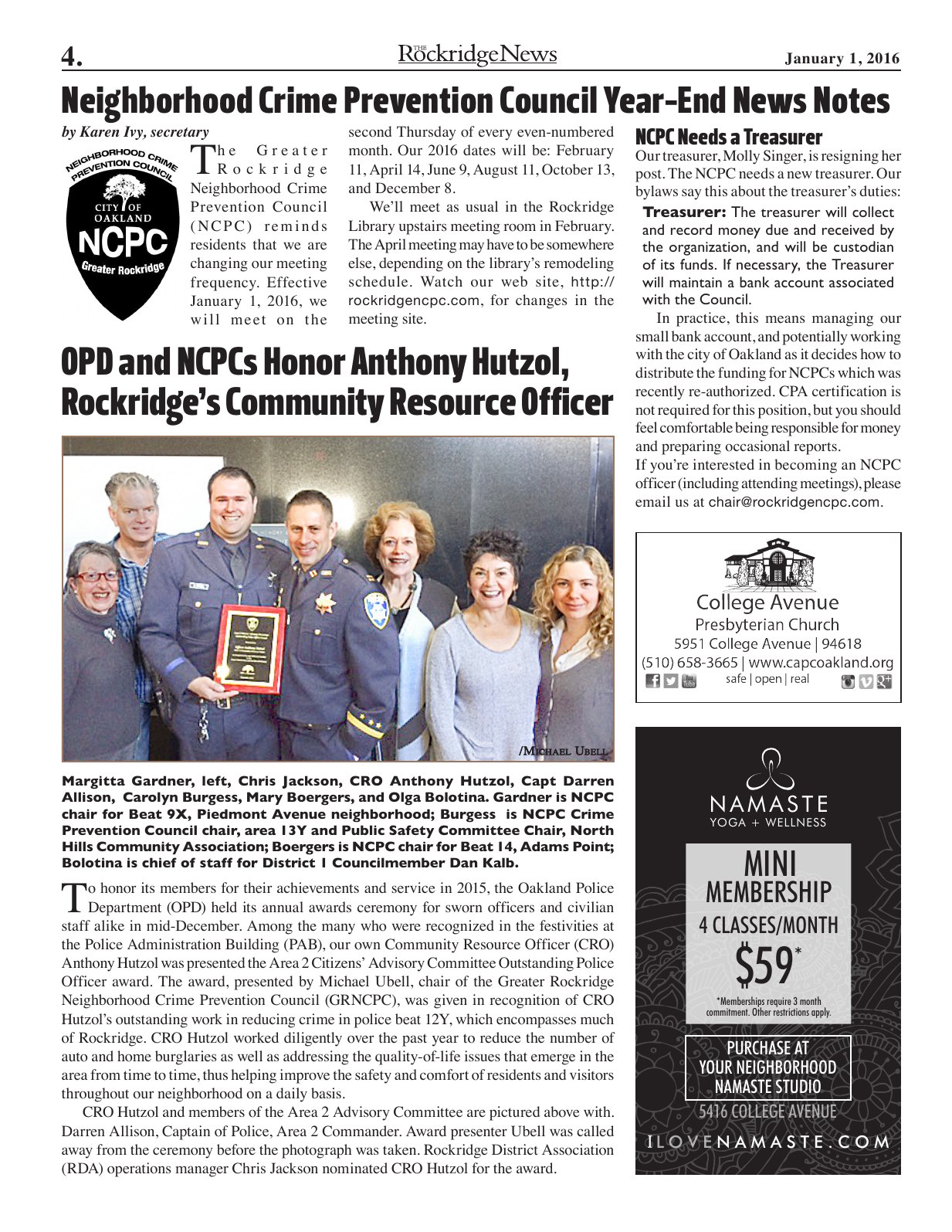 Click to zoom in The Rockridge News, January 2016, page 4