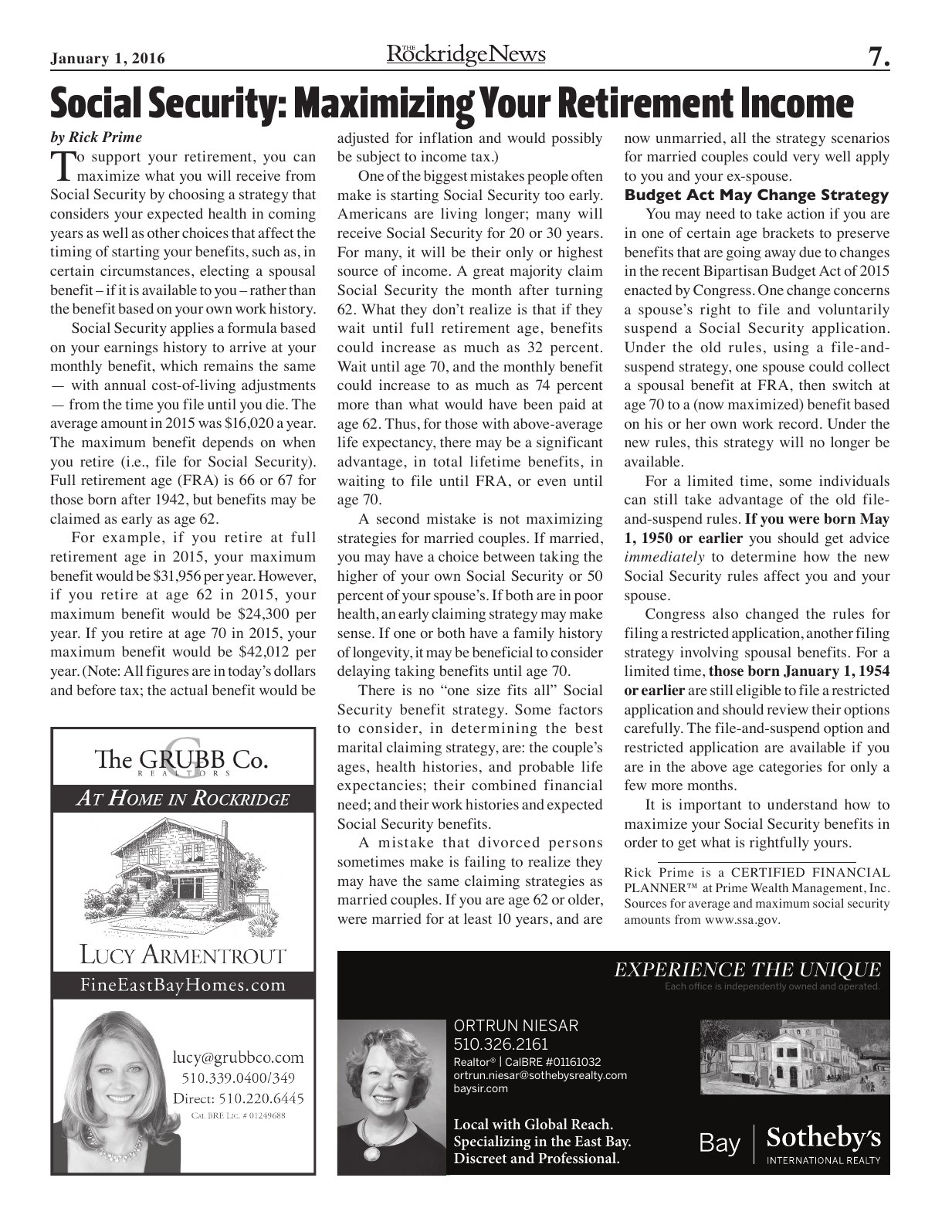 Click to zoom in The Rockridge News, January 2016, page 7