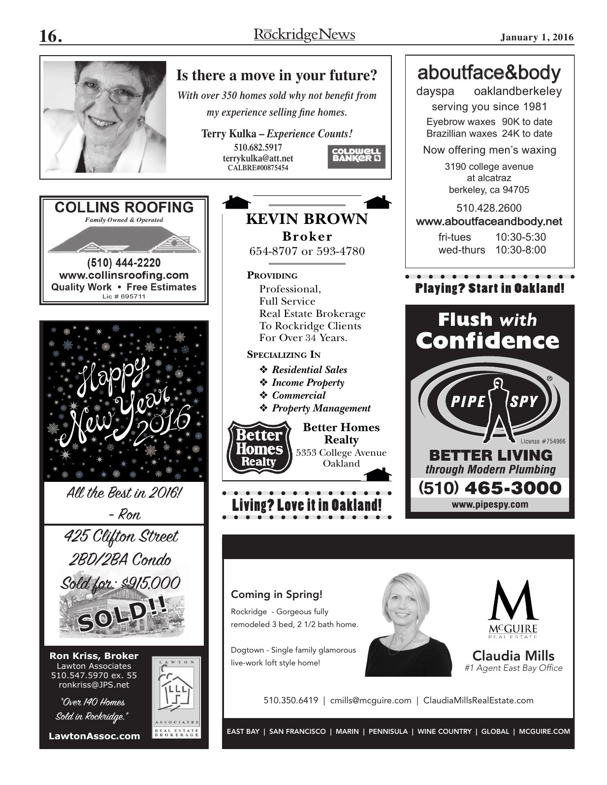 Click to zoom in The Rockridge News, January 2016, page 16