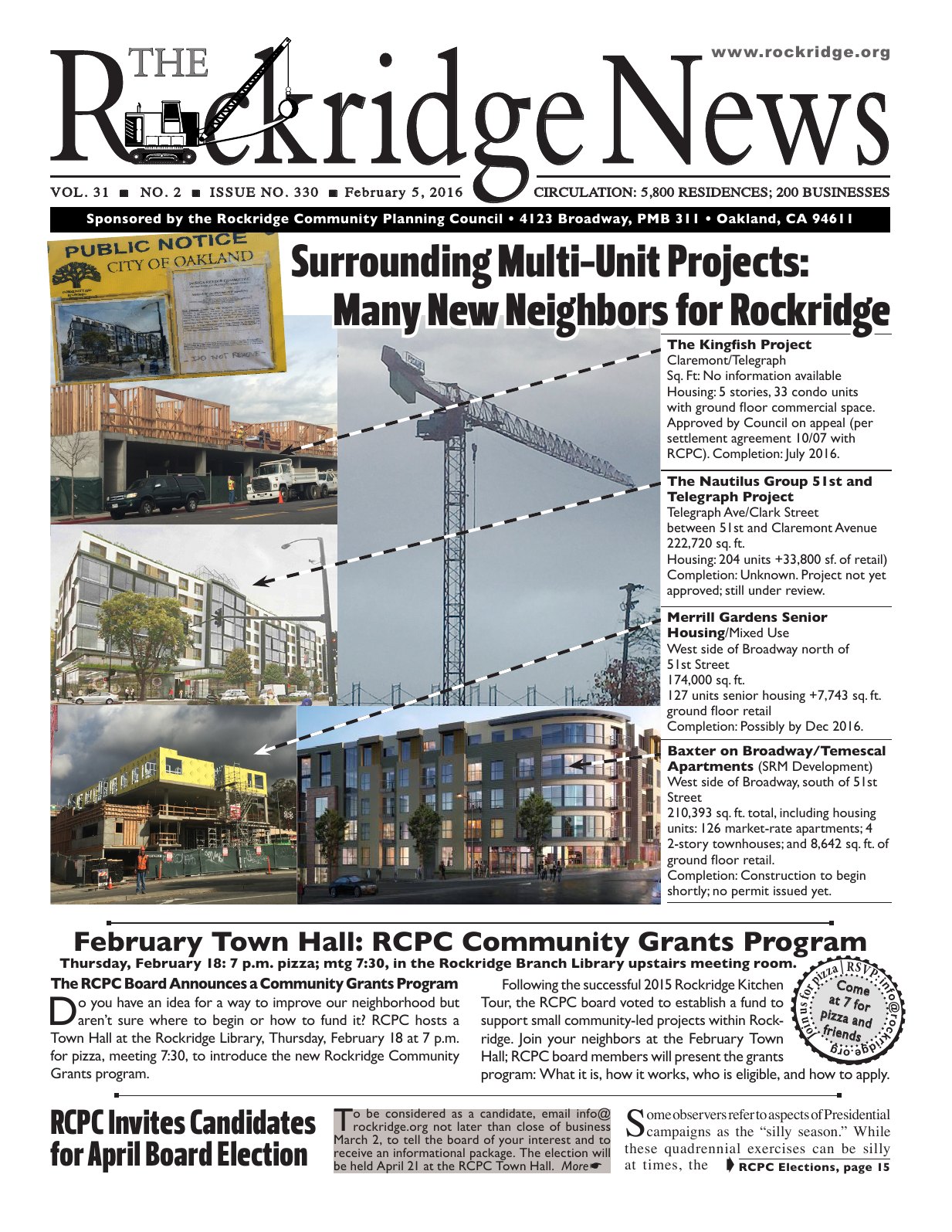 Click to zoom in The Rockridge News, February 2016, page 1