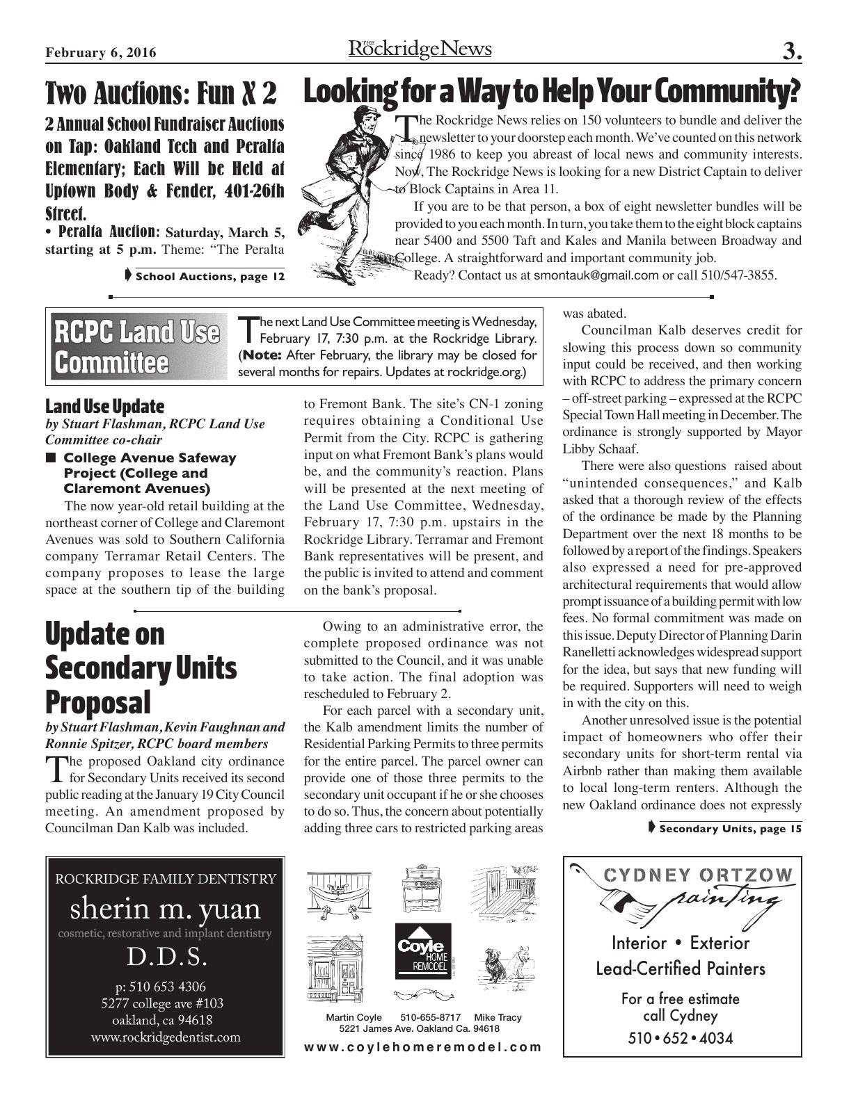 The Rockridge News, February 2016, page 3