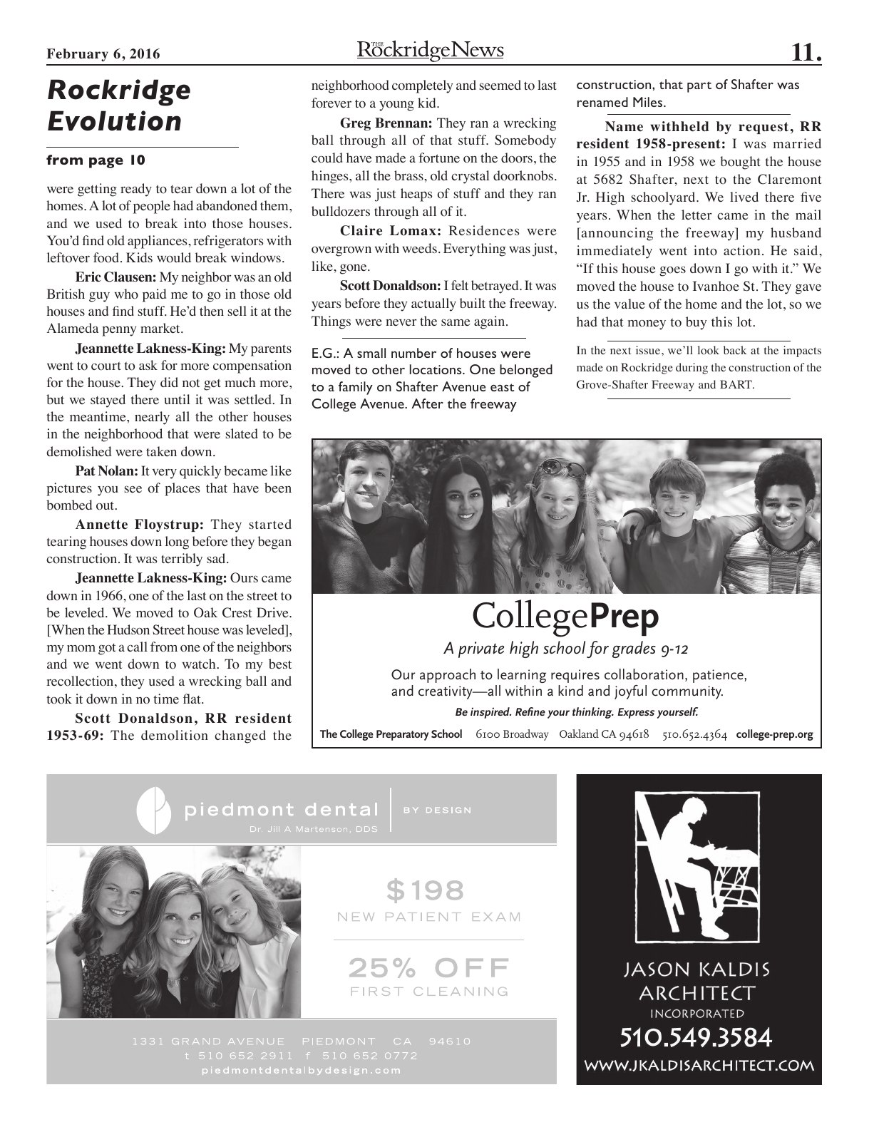Click to zoom in The Rockridge News, February 2016, page 11