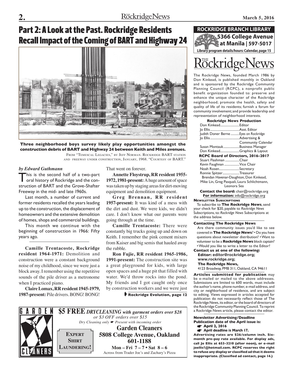 Click to zoom in The Rockridge News, March 2016, page 2