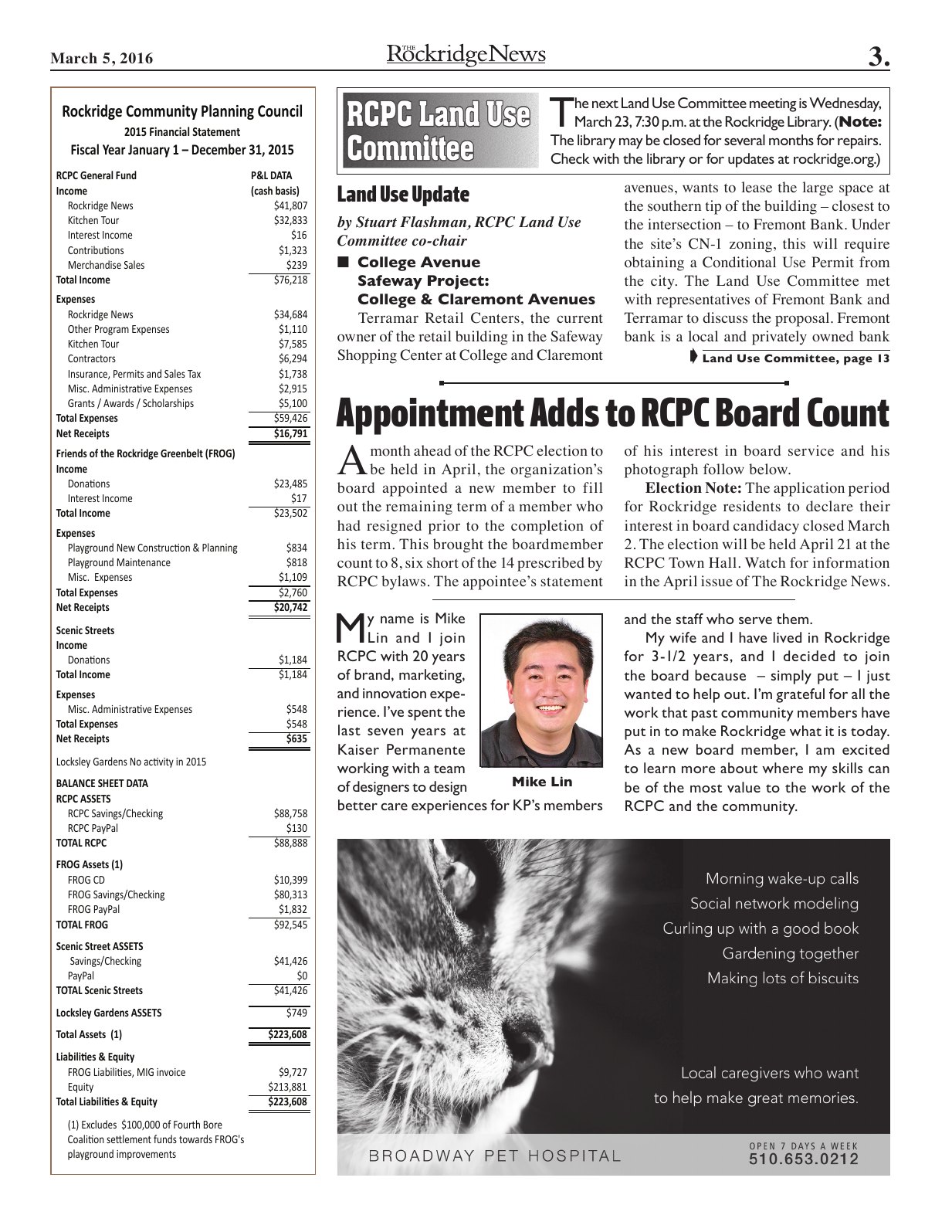 The Rockridge News, March 2016, page 3