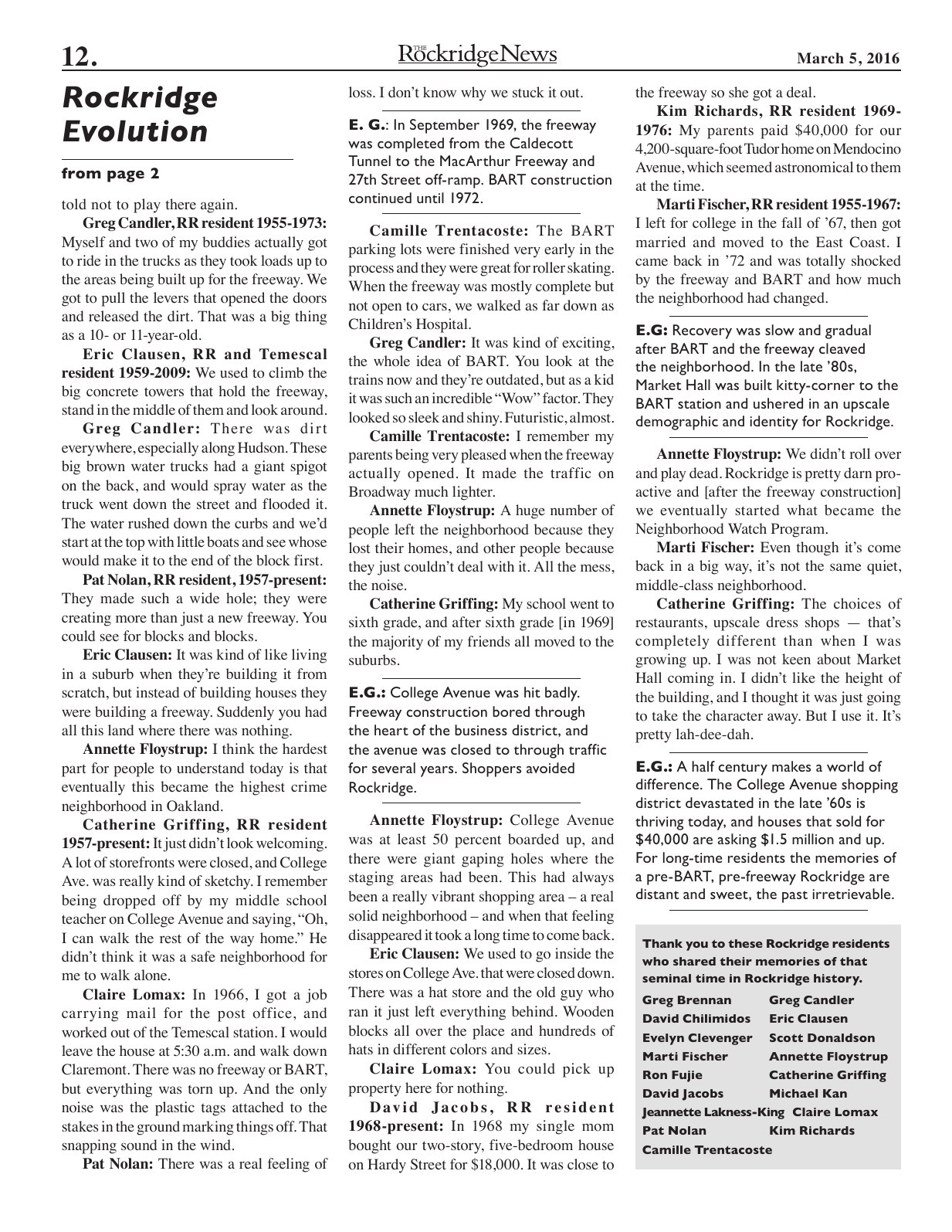 Click to zoom in The Rockridge News, March 2016, page 12