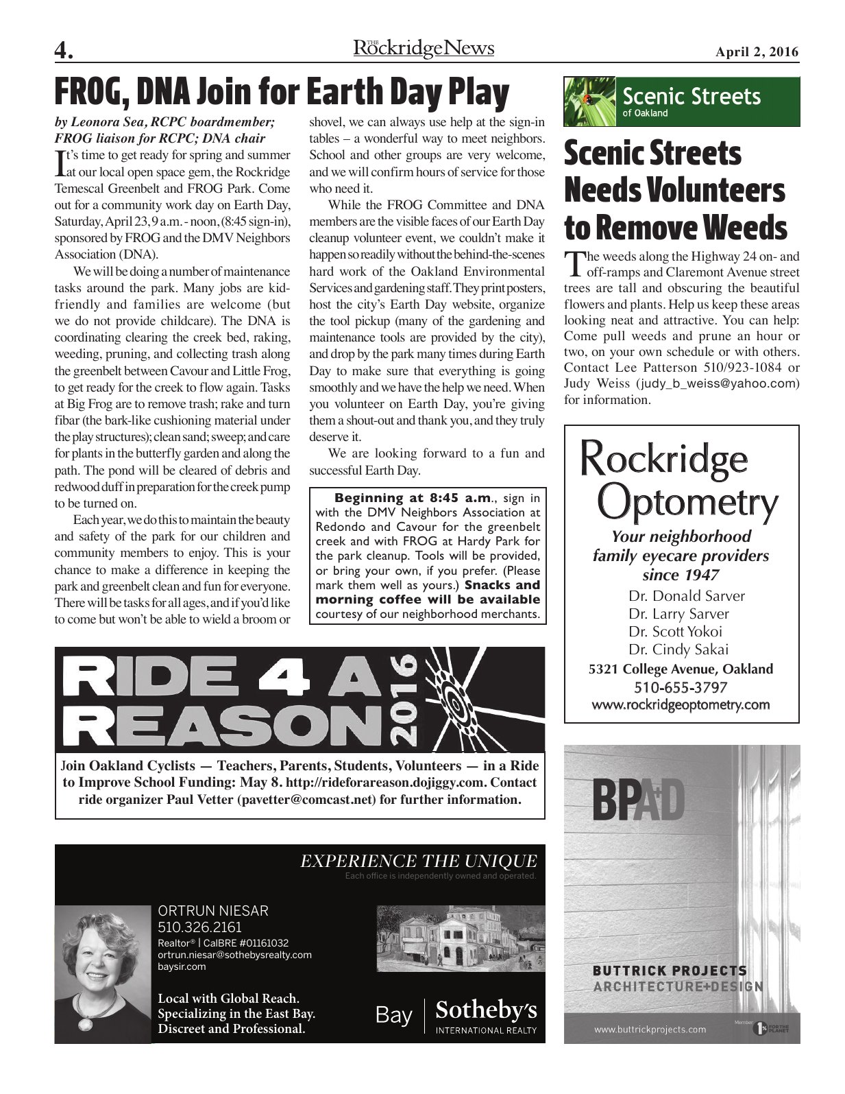 The Rockridge News, April 2016, page 4