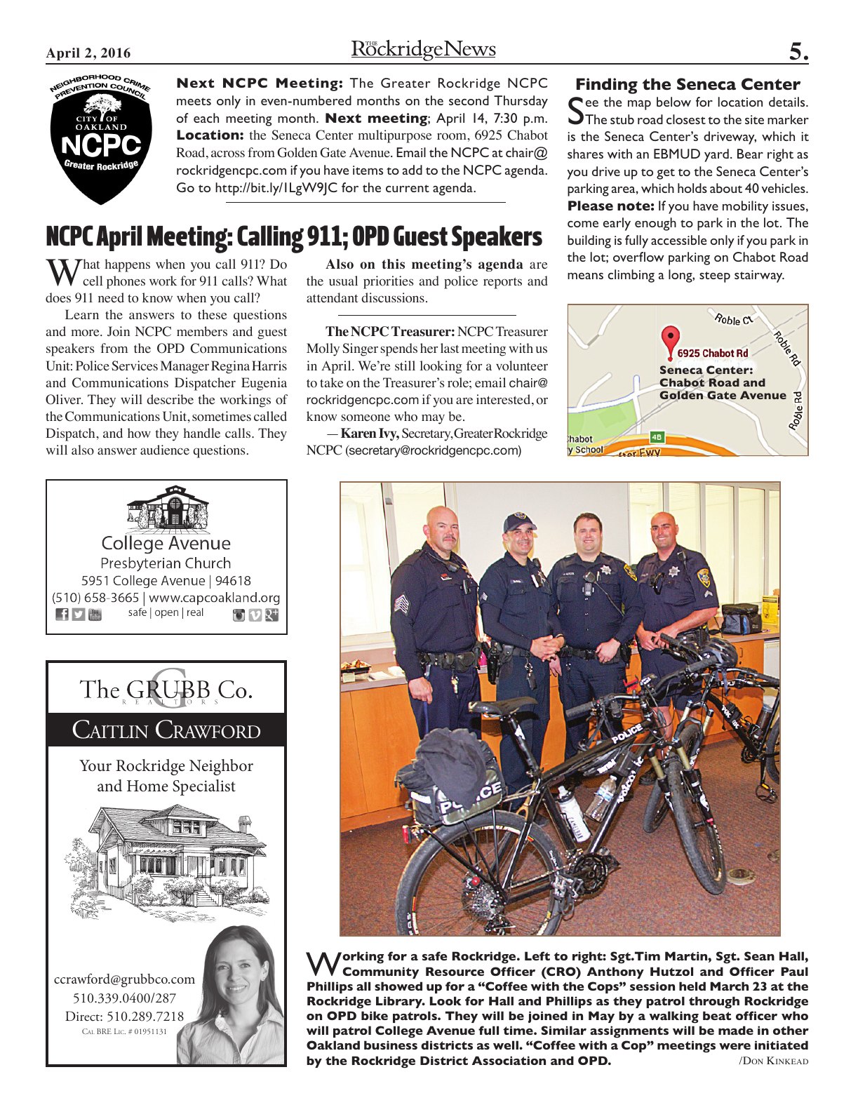 Click to zoom in The Rockridge News, April 2016, page 5