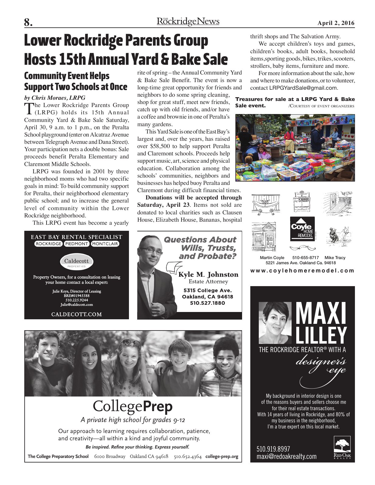 Click to zoom in The Rockridge News, April 2016, page 8