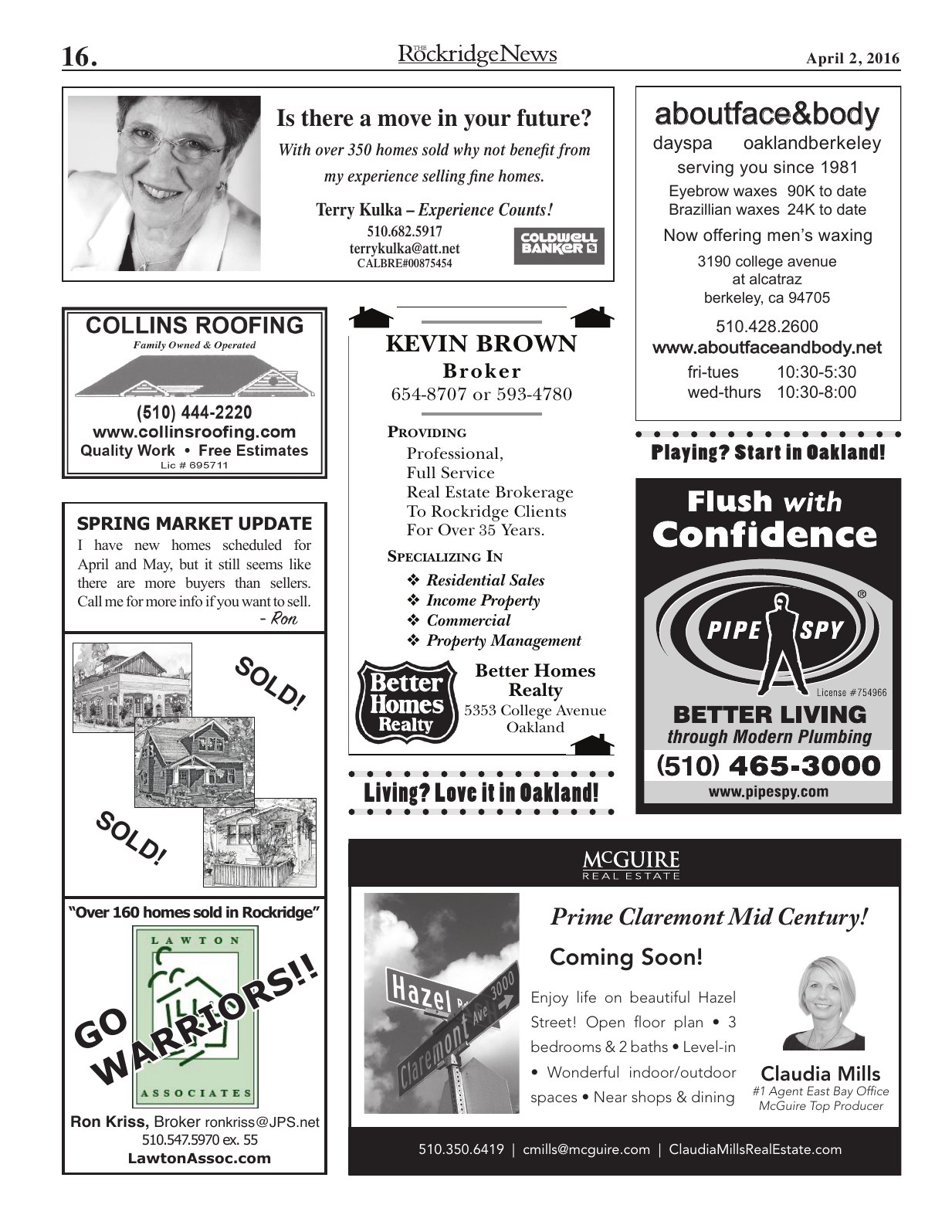 Click to zoom in The Rockridge News, April 2016, page 16