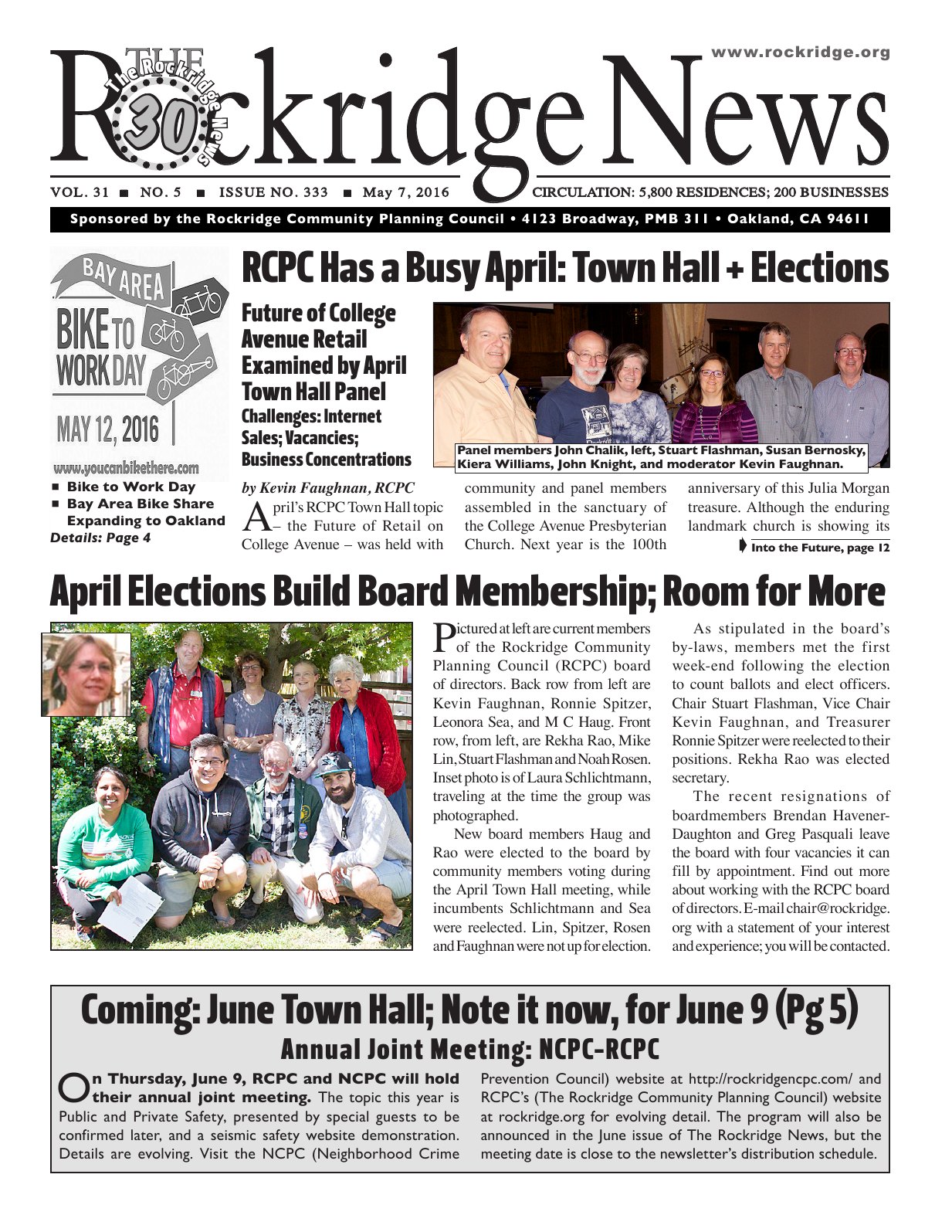 Click to zoom in The Rockridge News, May 2016, page 1
