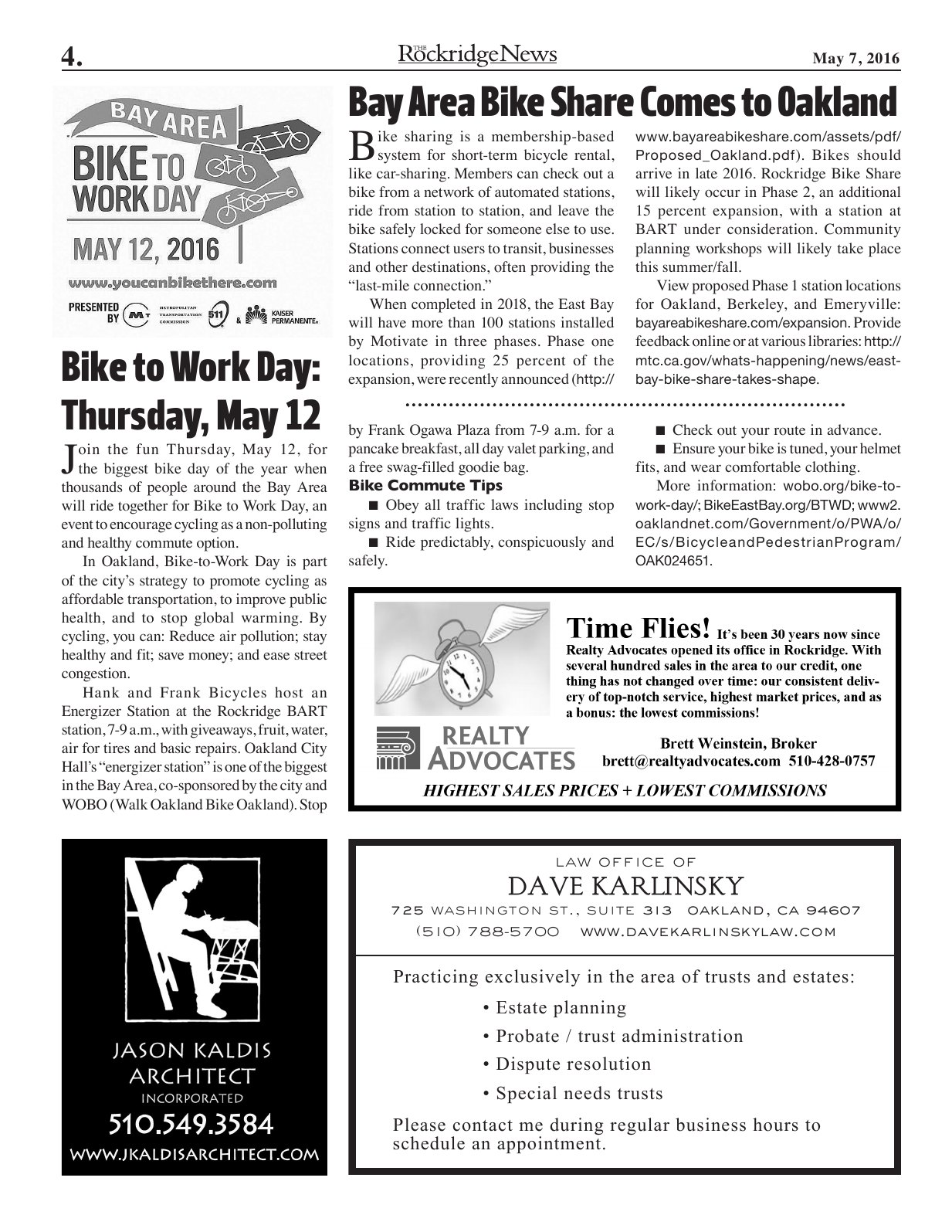 Click to zoom in The Rockridge News, May 2016, page 4