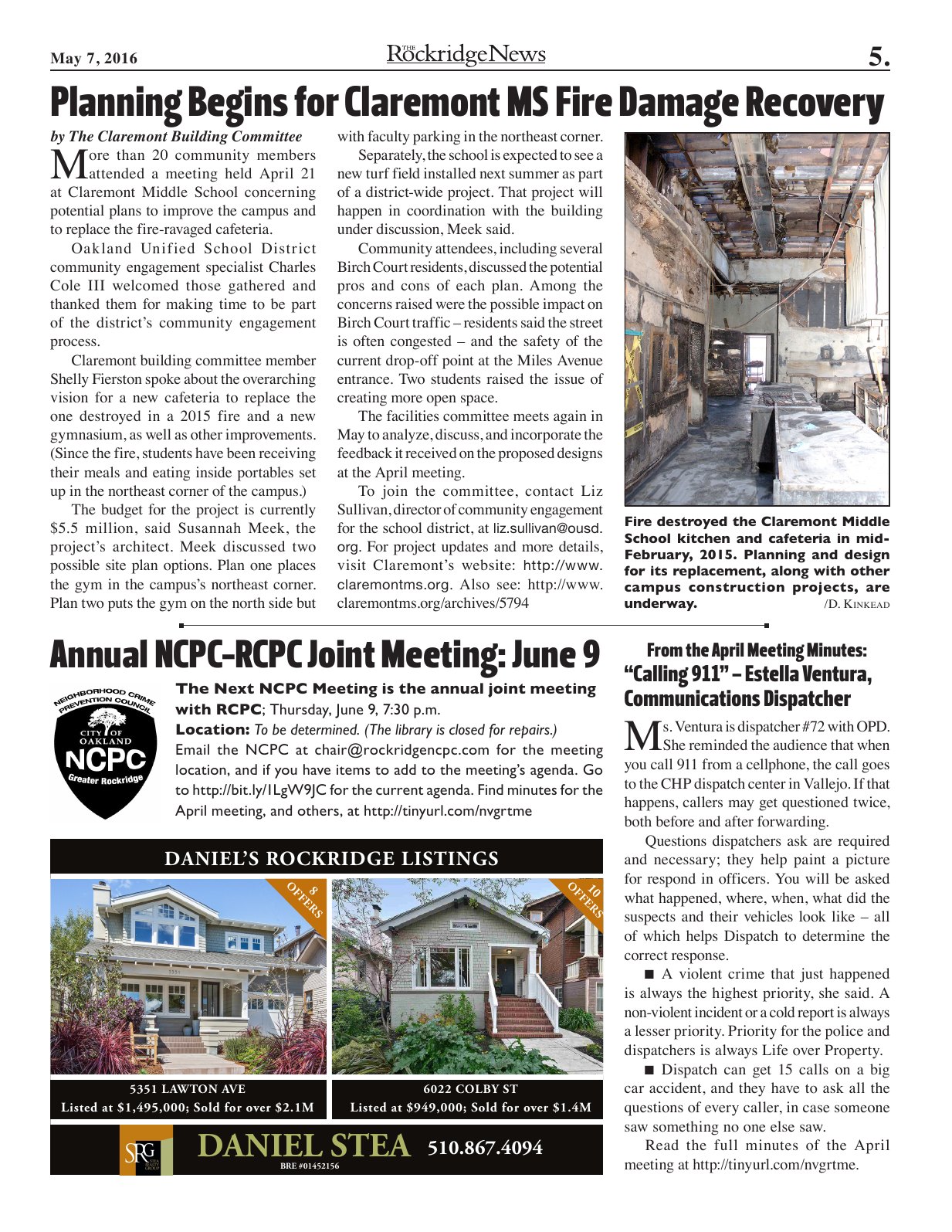 The Rockridge News, May 2016, page 5
