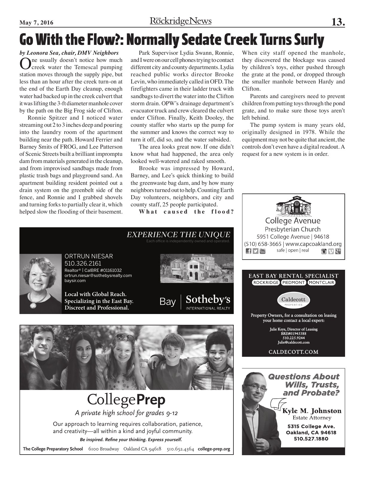 The Rockridge News, May 2016, page 13