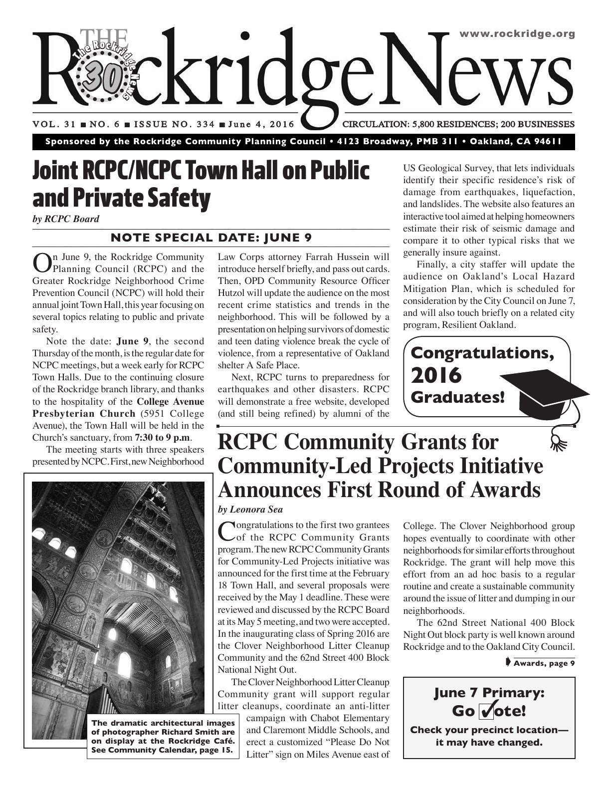 Click to zoom in The Rockridge News, June 2016, page 1
