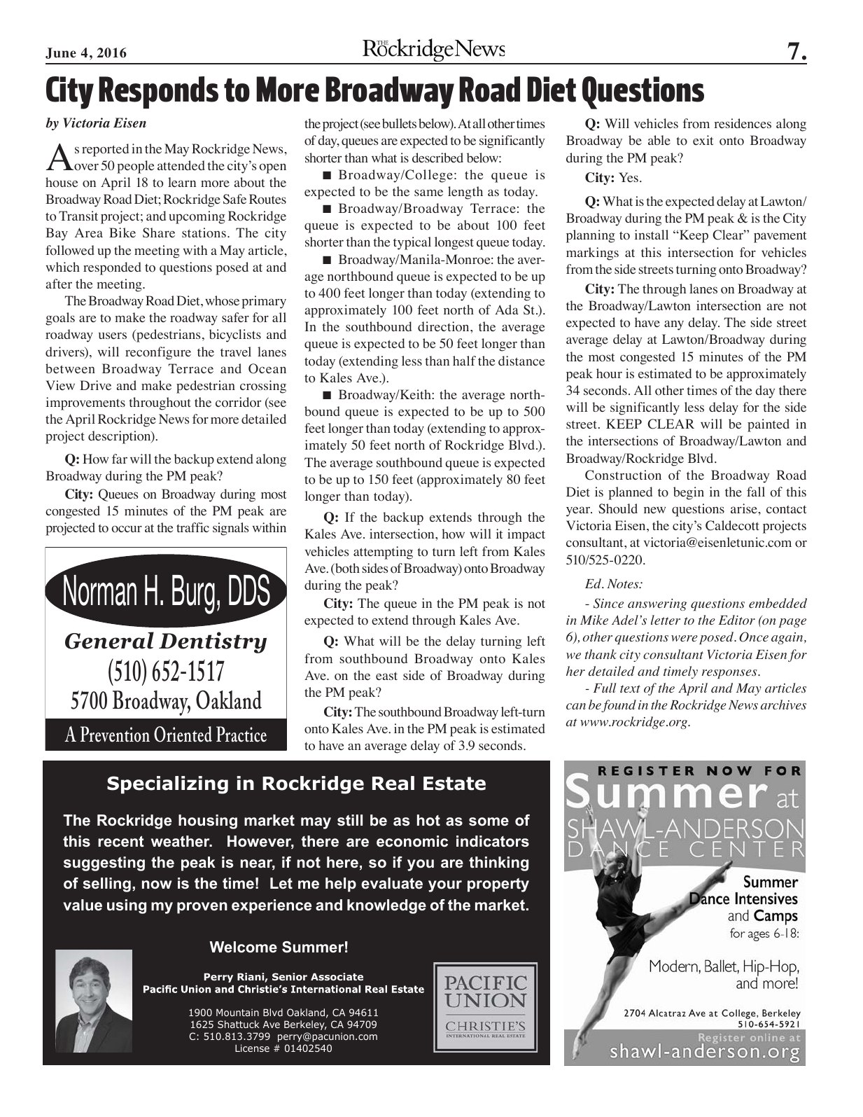 The Rockridge News, June 2016, page 7