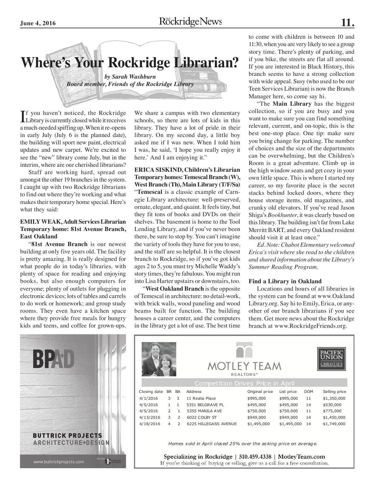 The Rockridge News, June 2016, page 11