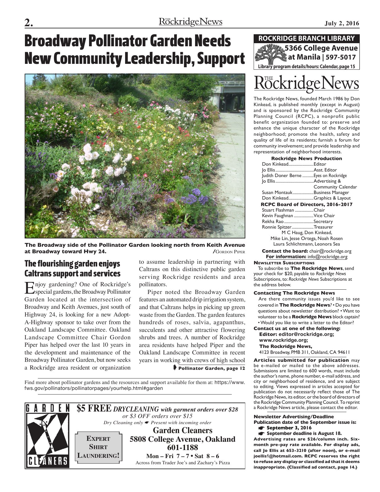 Click to zoom in The Rockridge News, July 2016, page 2