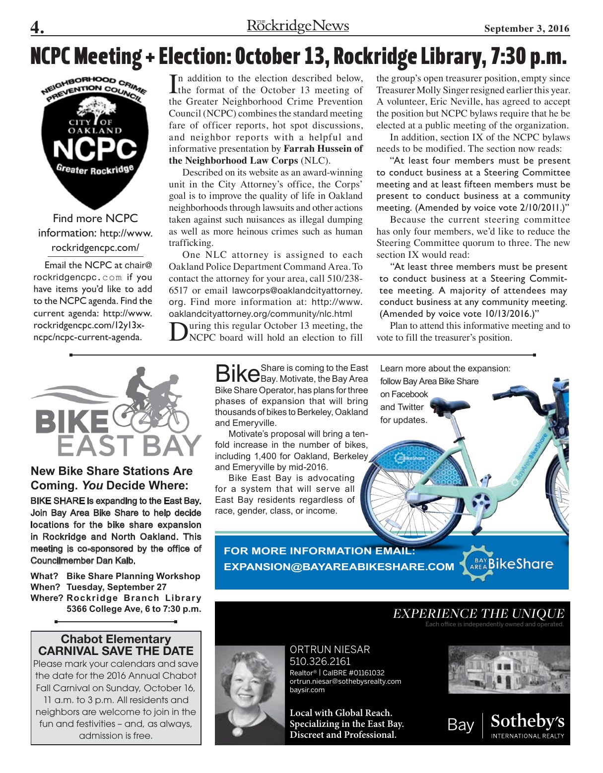 Click to zoom in The Rockridge News, September 2016, page 4