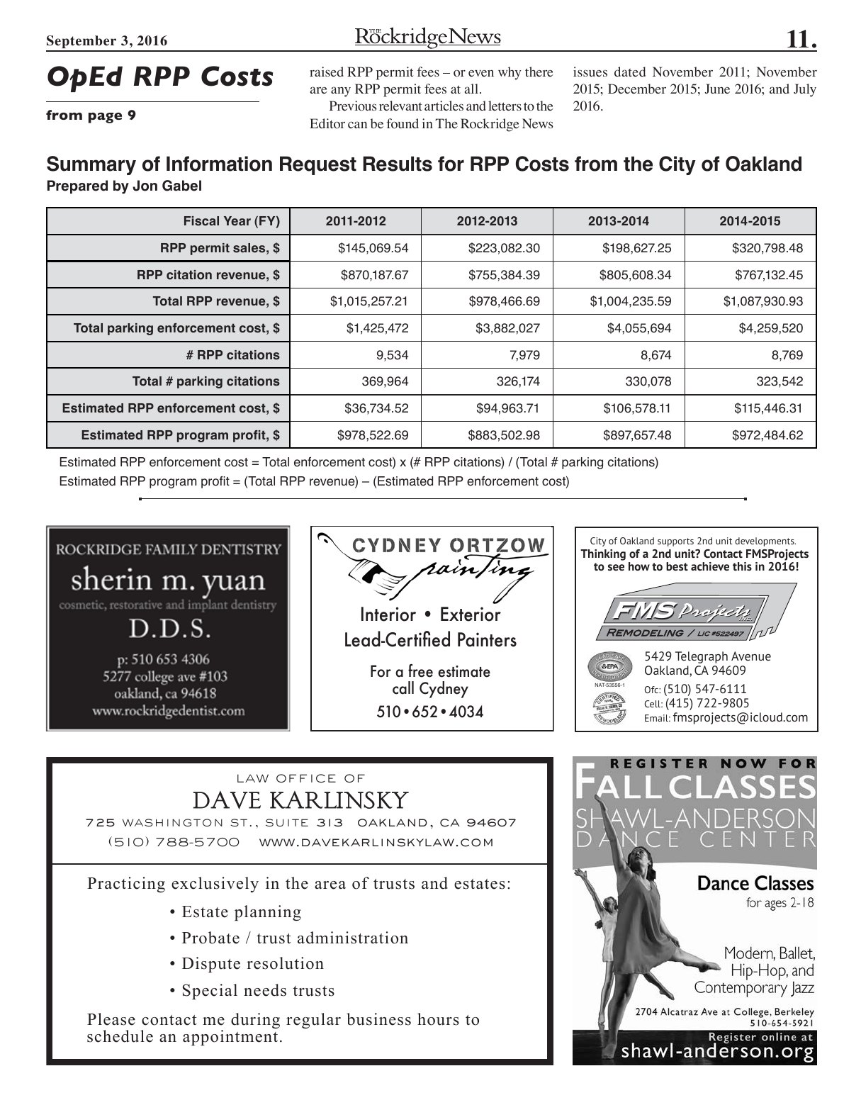 The Rockridge News, September 2016, page 11