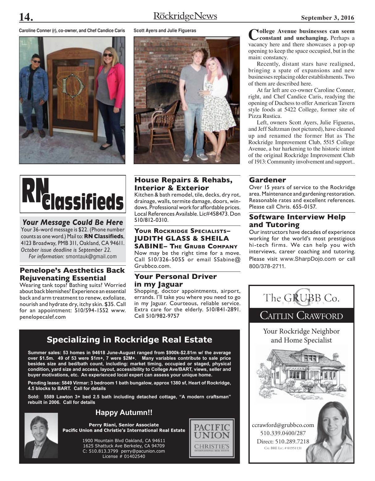 Click to zoom in The Rockridge News, September 2016, page 14