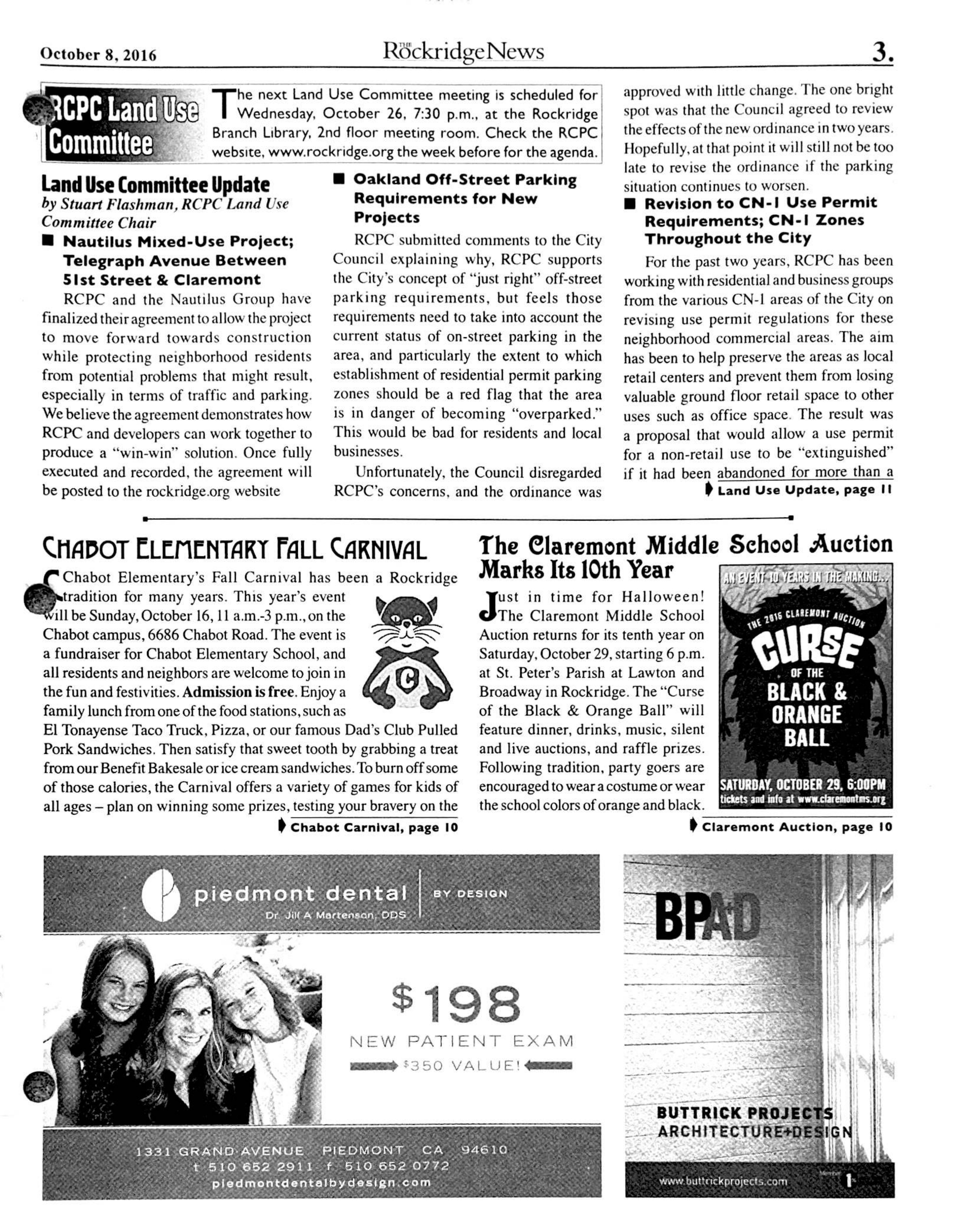 The Rockridge News, October 2016, page 3