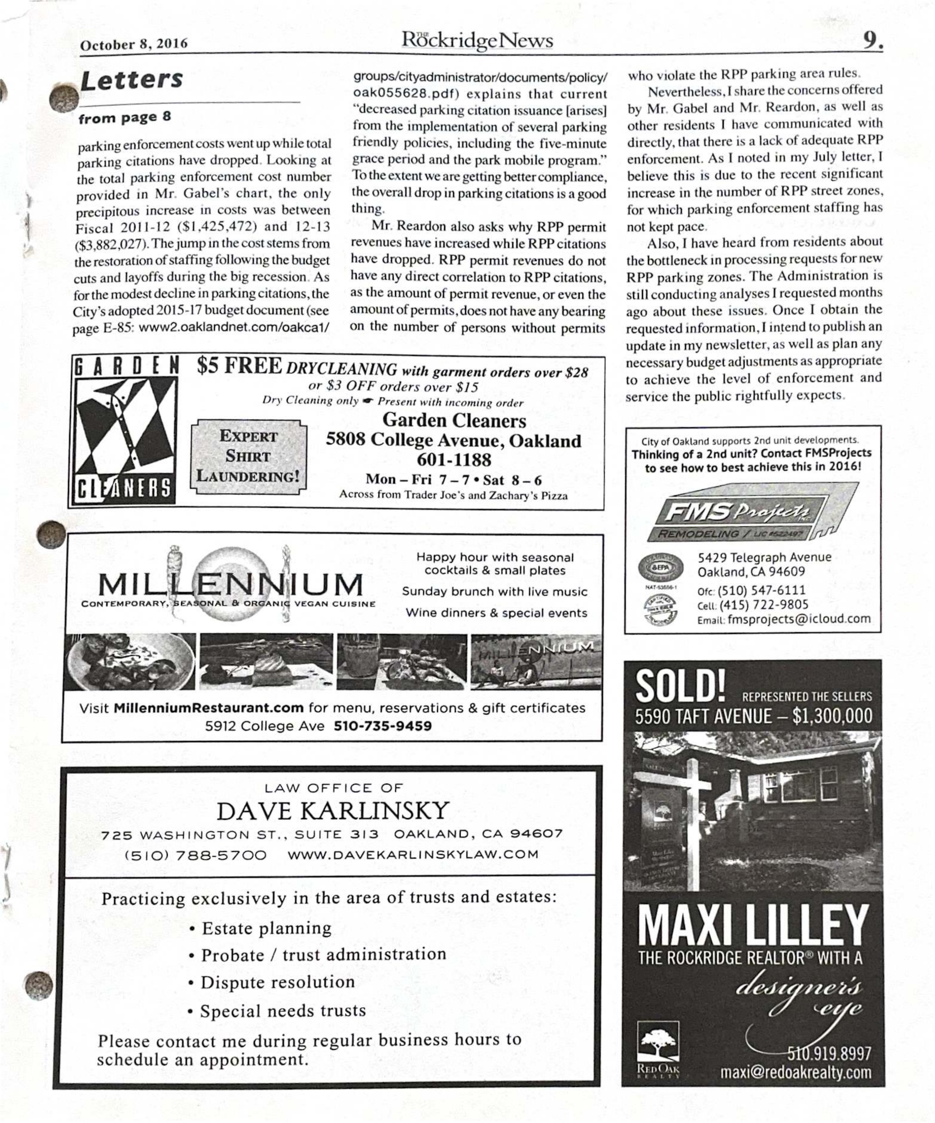 The Rockridge News, October 2016, page 9