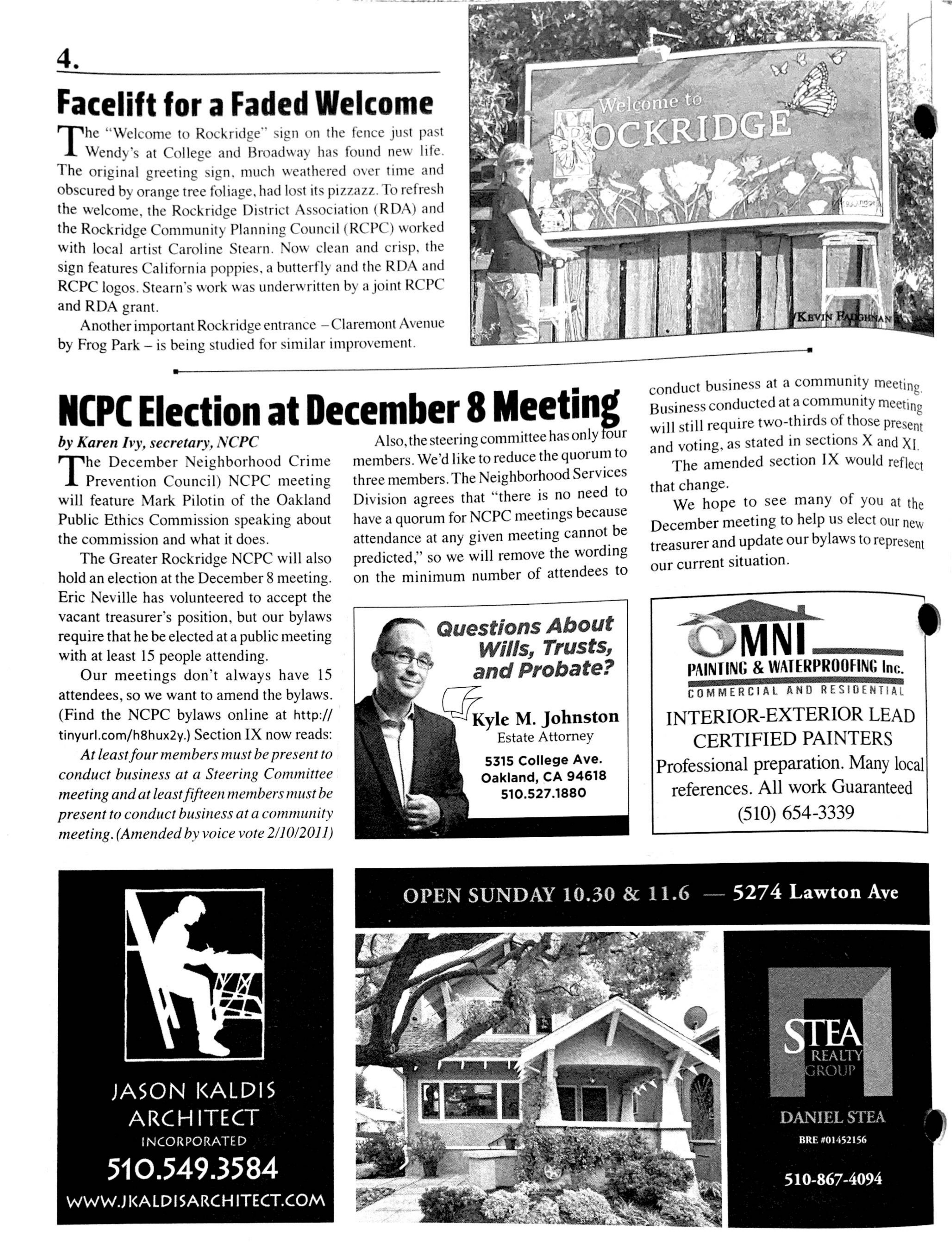 The Rockridge News, November 2016, page 4
