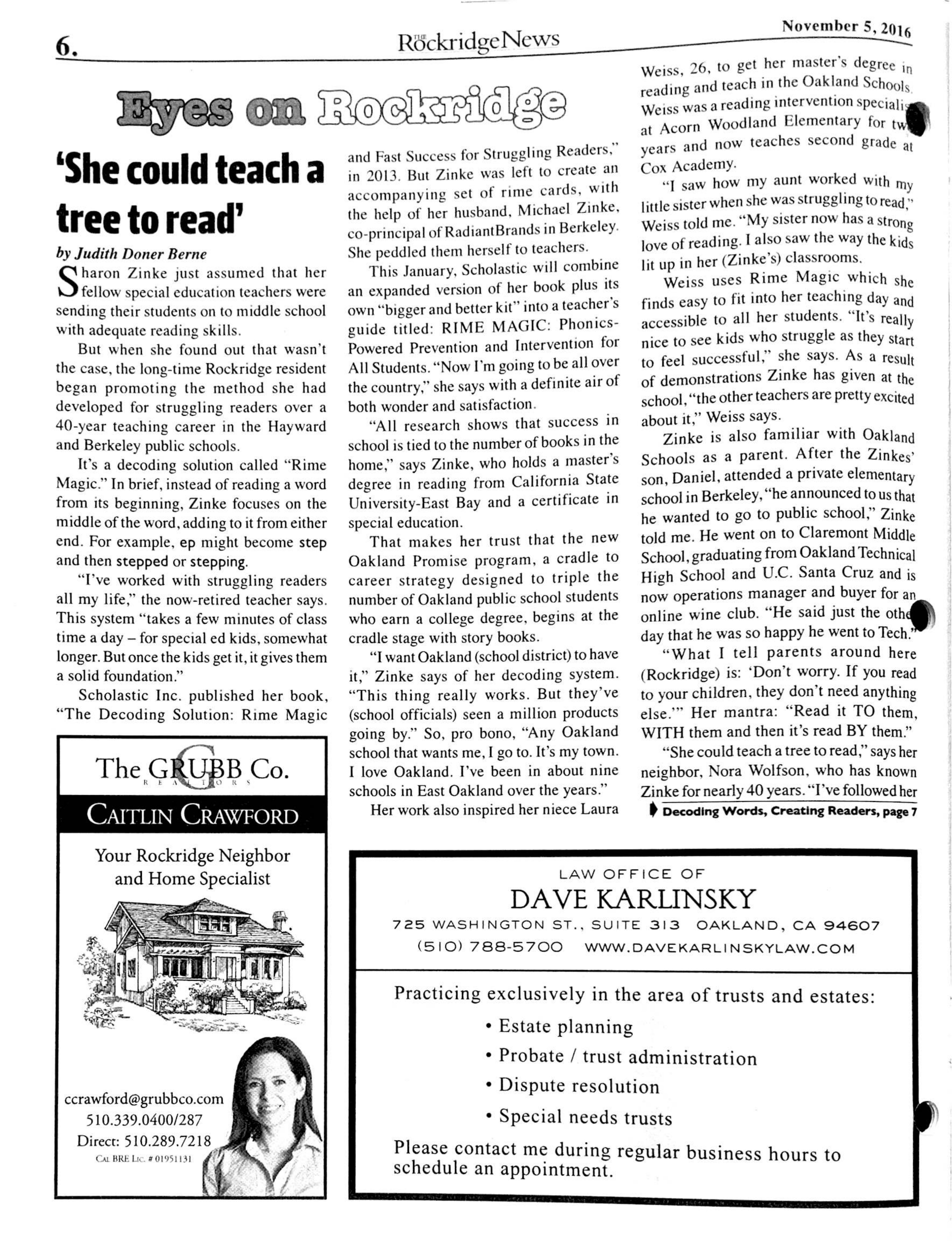 The Rockridge News, November 2016, page 6