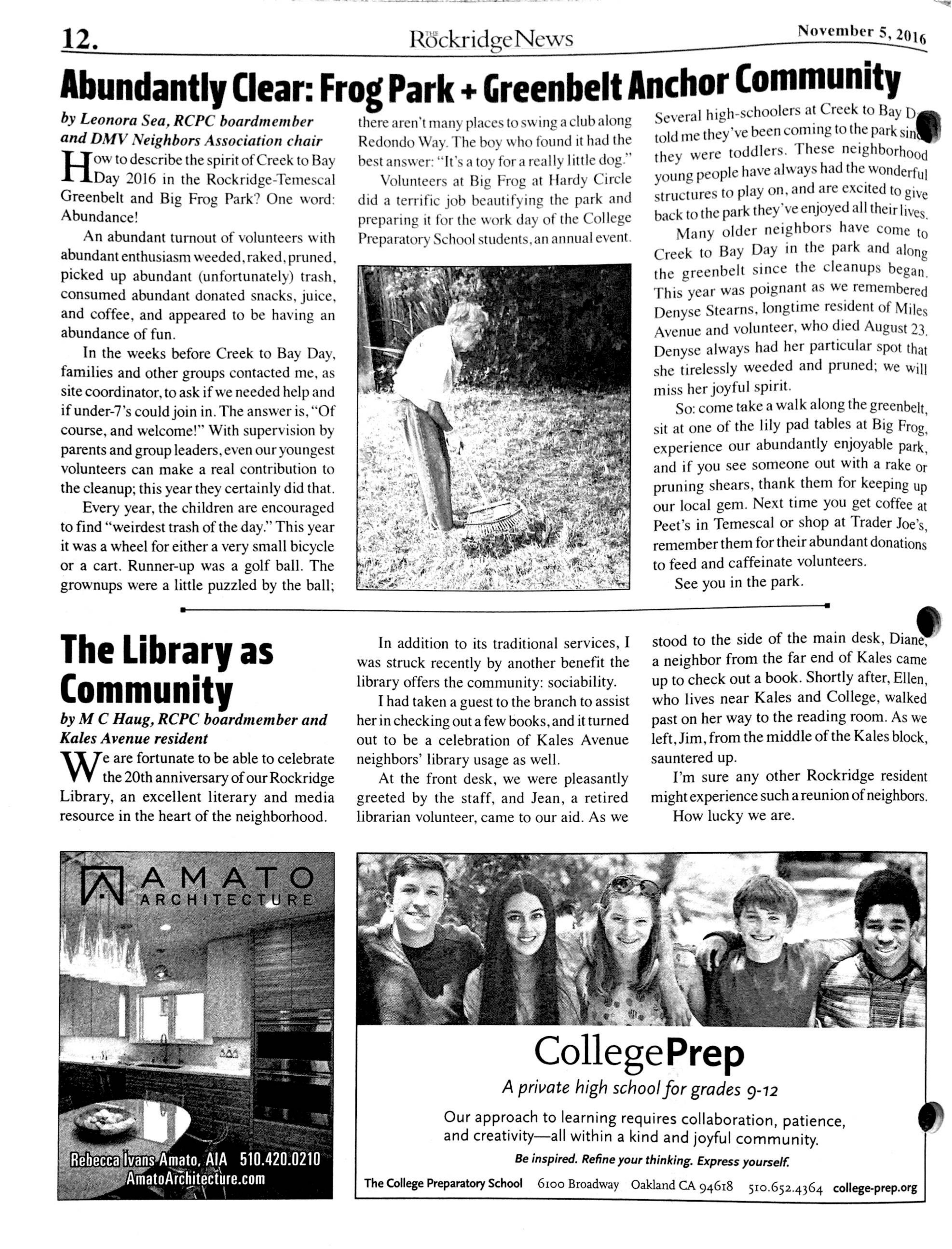 Click to zoom in The Rockridge News, November 2016, page 12