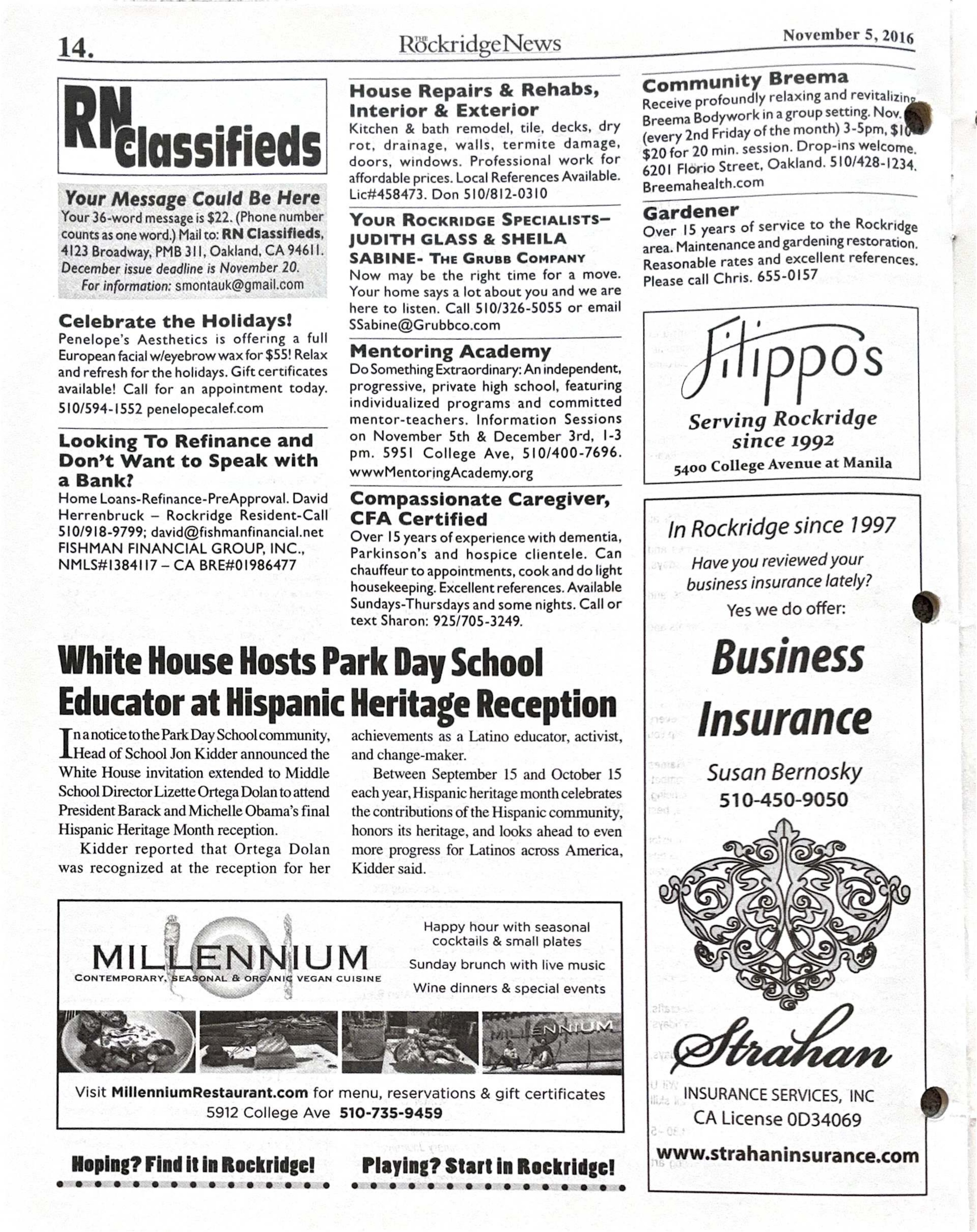 Click to zoom in The Rockridge News, November 2016, page 14
